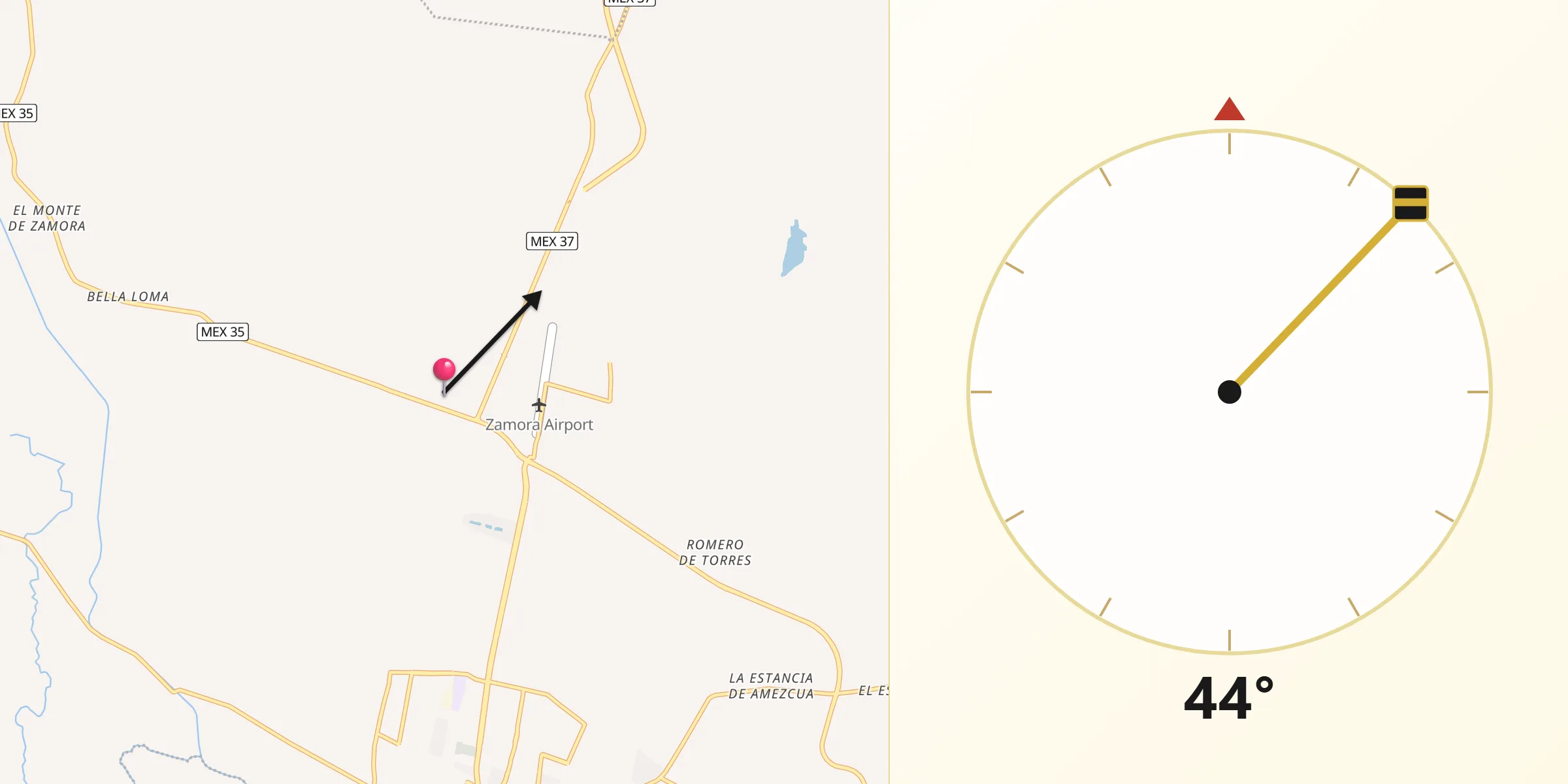 Dirección de la Qibla desde La Rinconoda