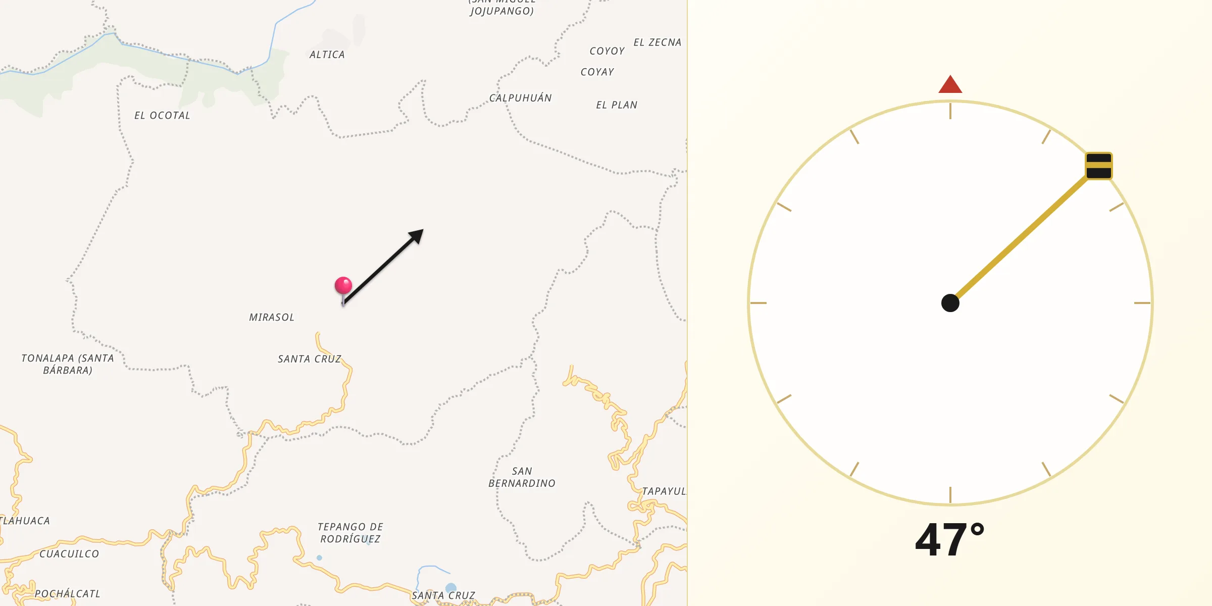 Dirección de la Qibla desde Amixtlán