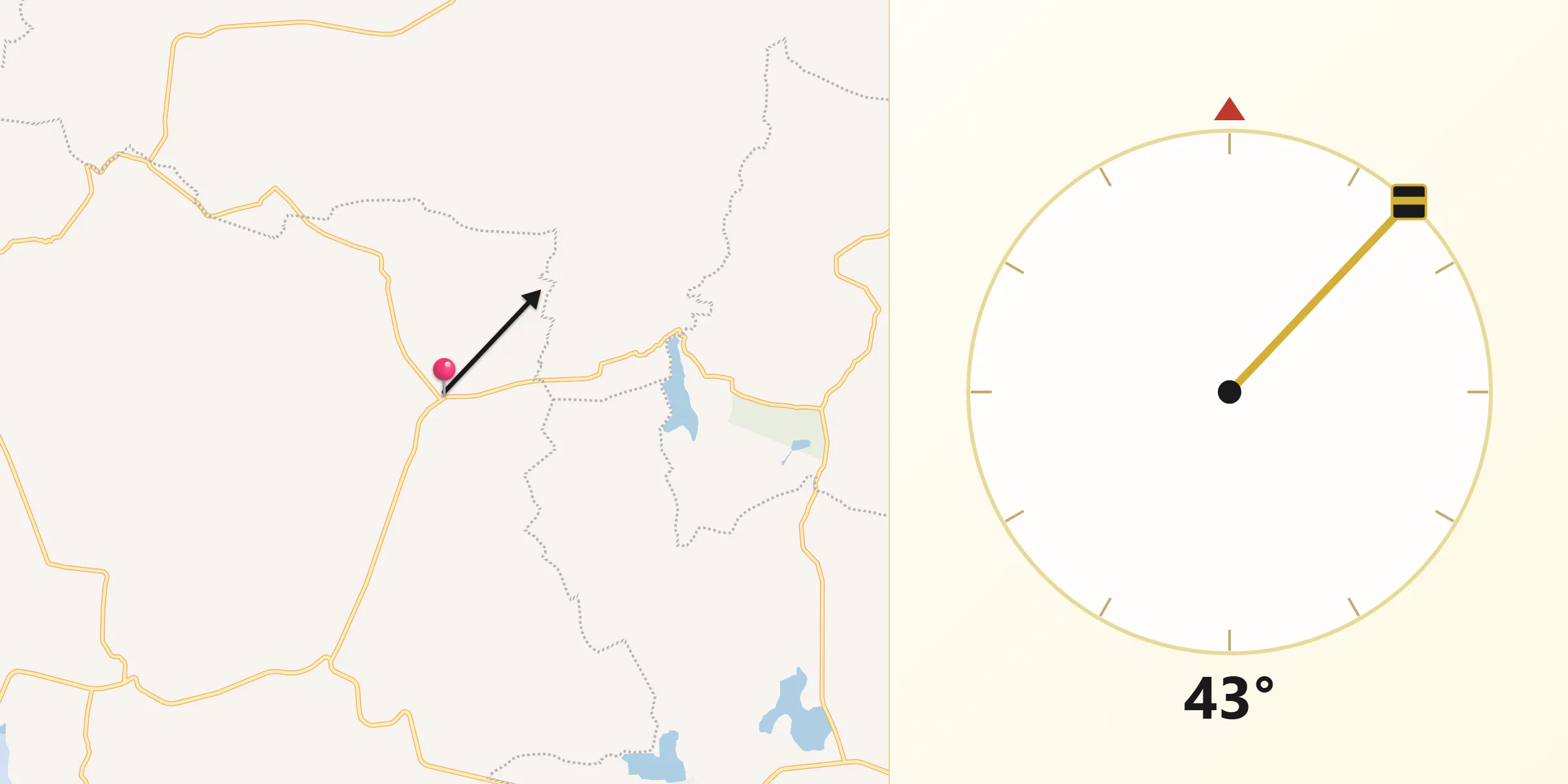 Dirección de la Qibla desde Ojo de Rana