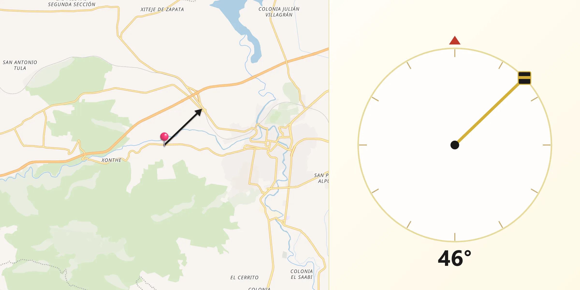 Dirección de la Qibla desde San Andrés