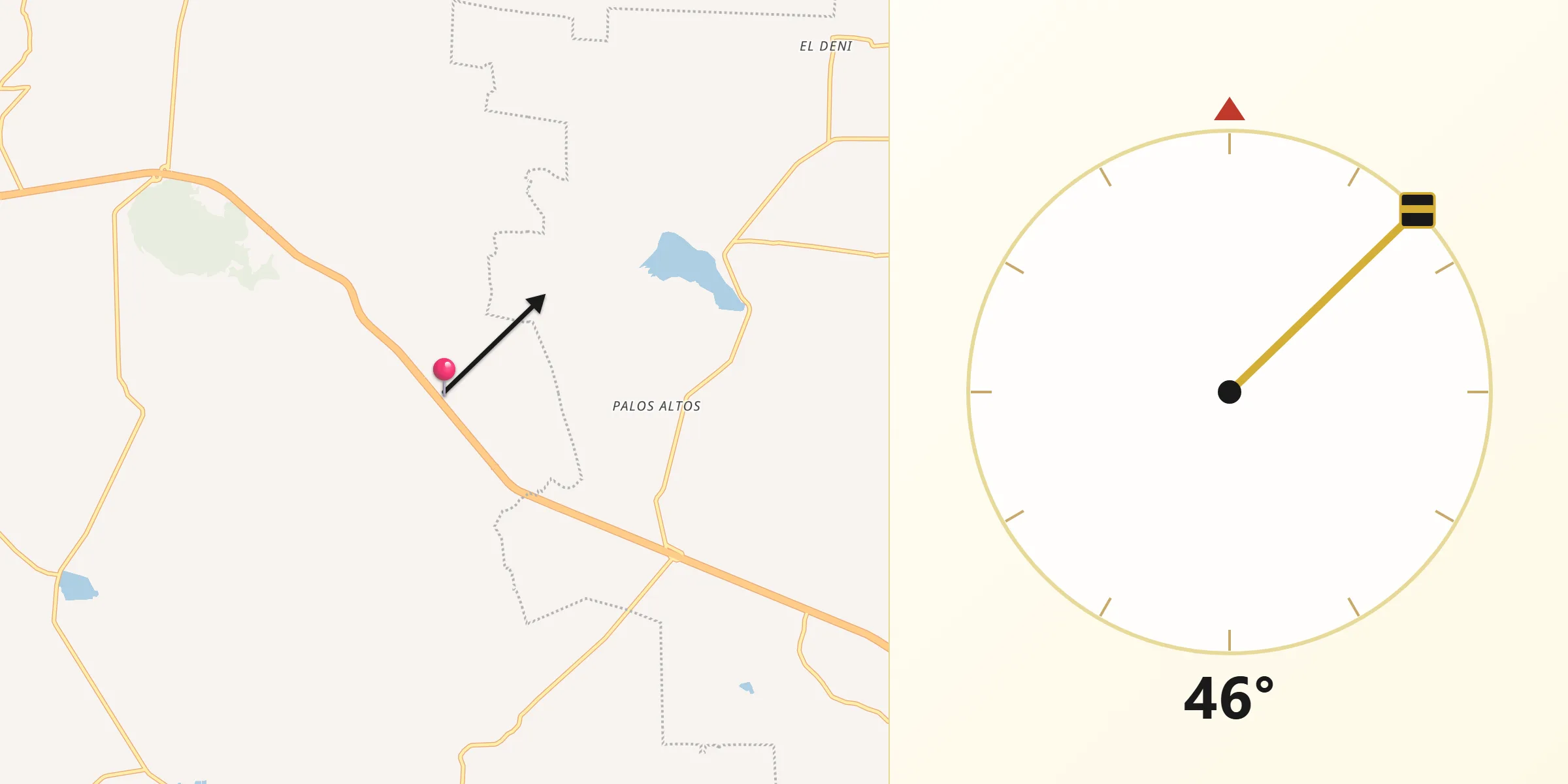 Dirección de la Qibla desde San Miguel de La Victoria