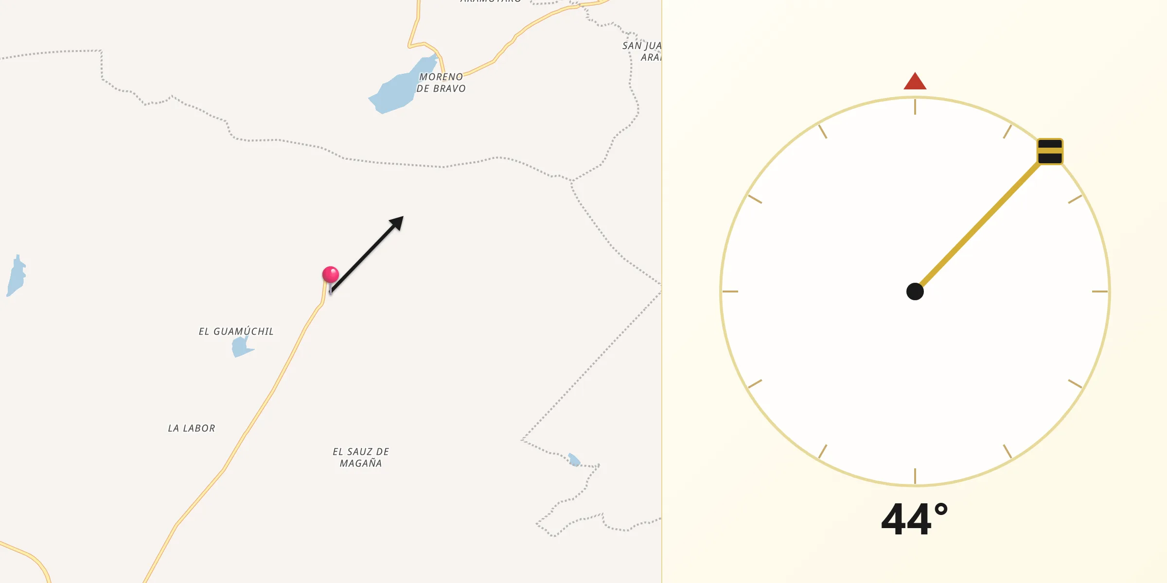 Dirección de la Qibla desde Atacheo de Regalado