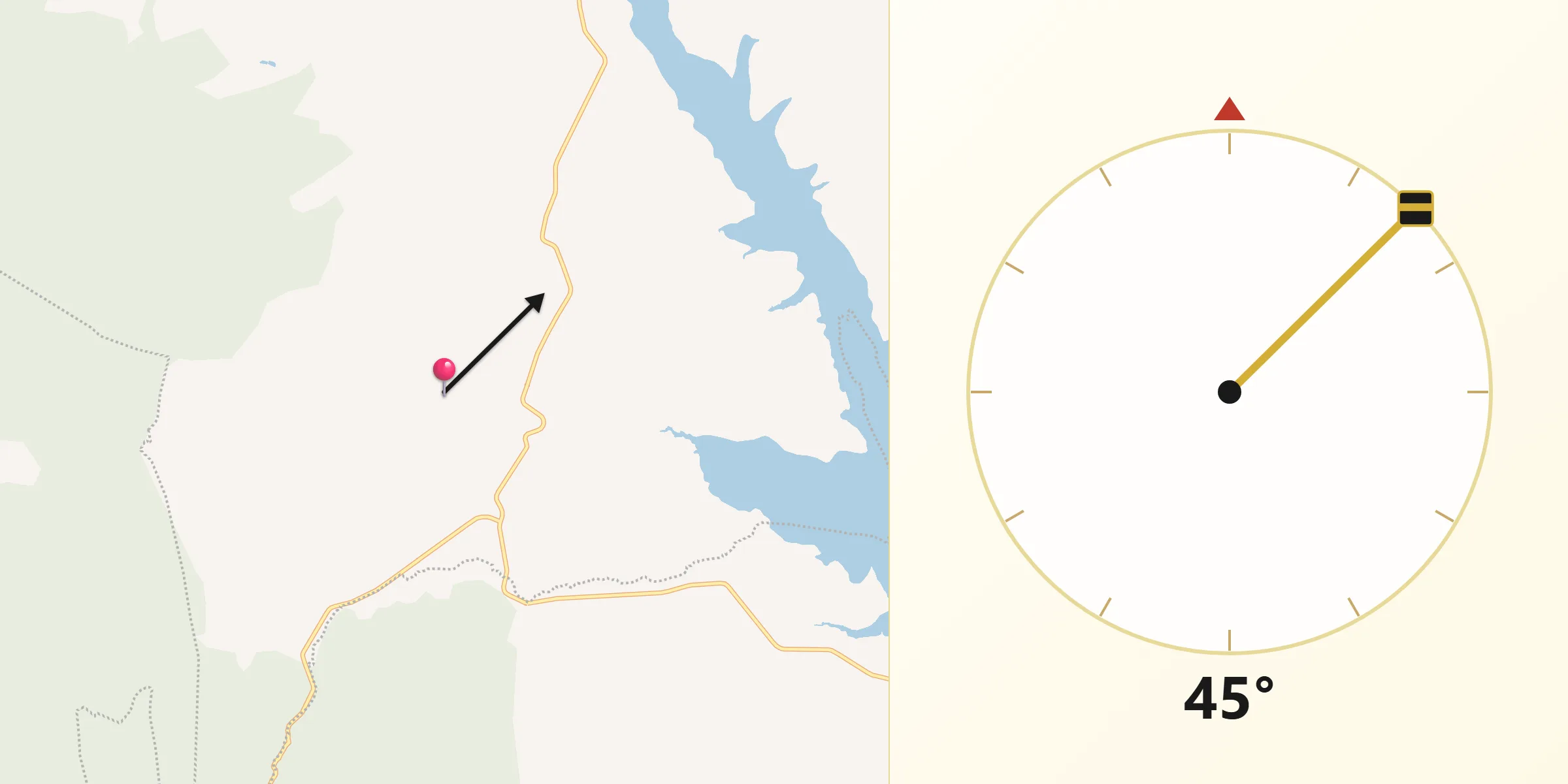 Dirección de la Qibla desde Dolores