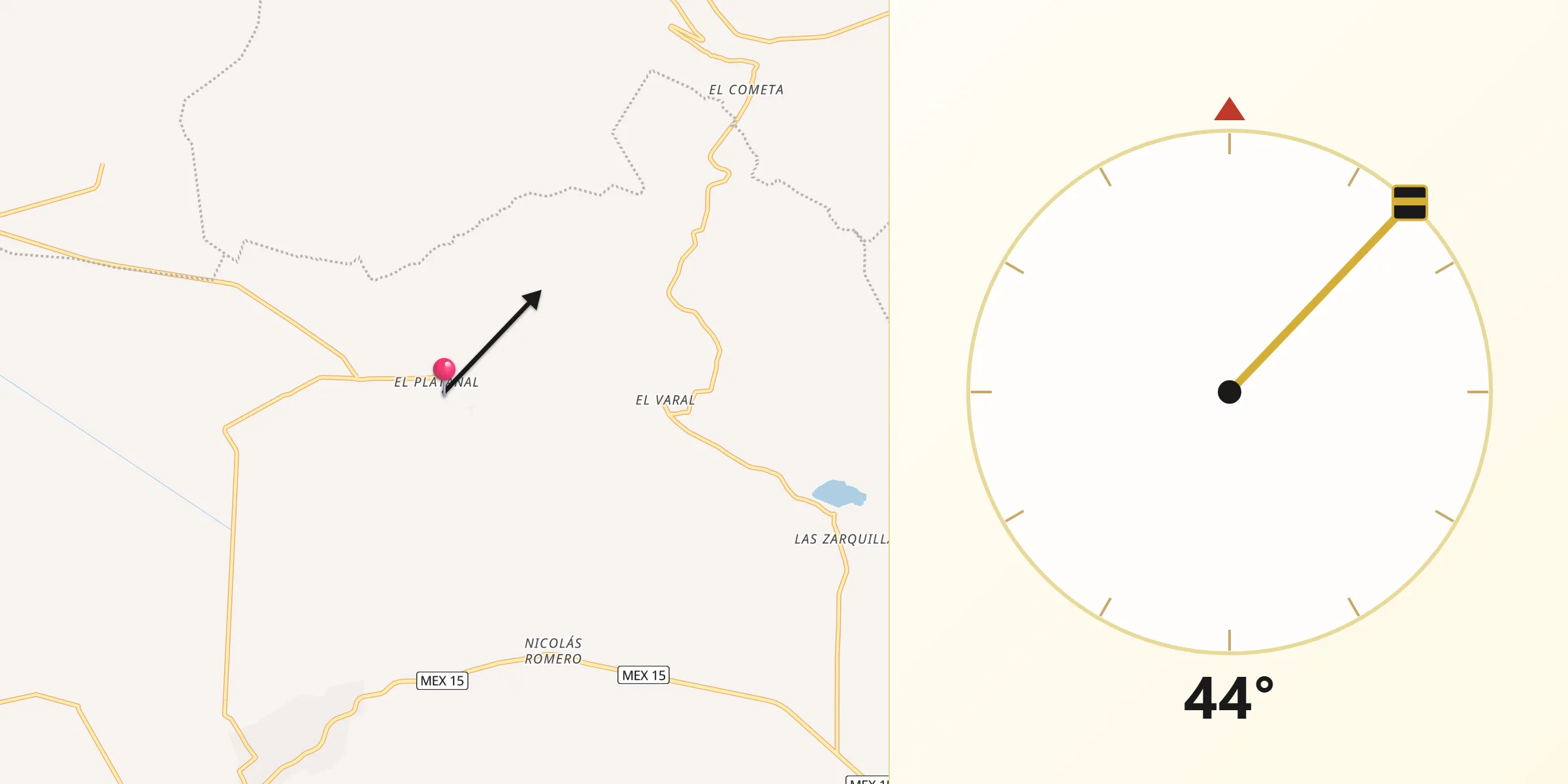 Dirección de la Qibla desde El Platanal