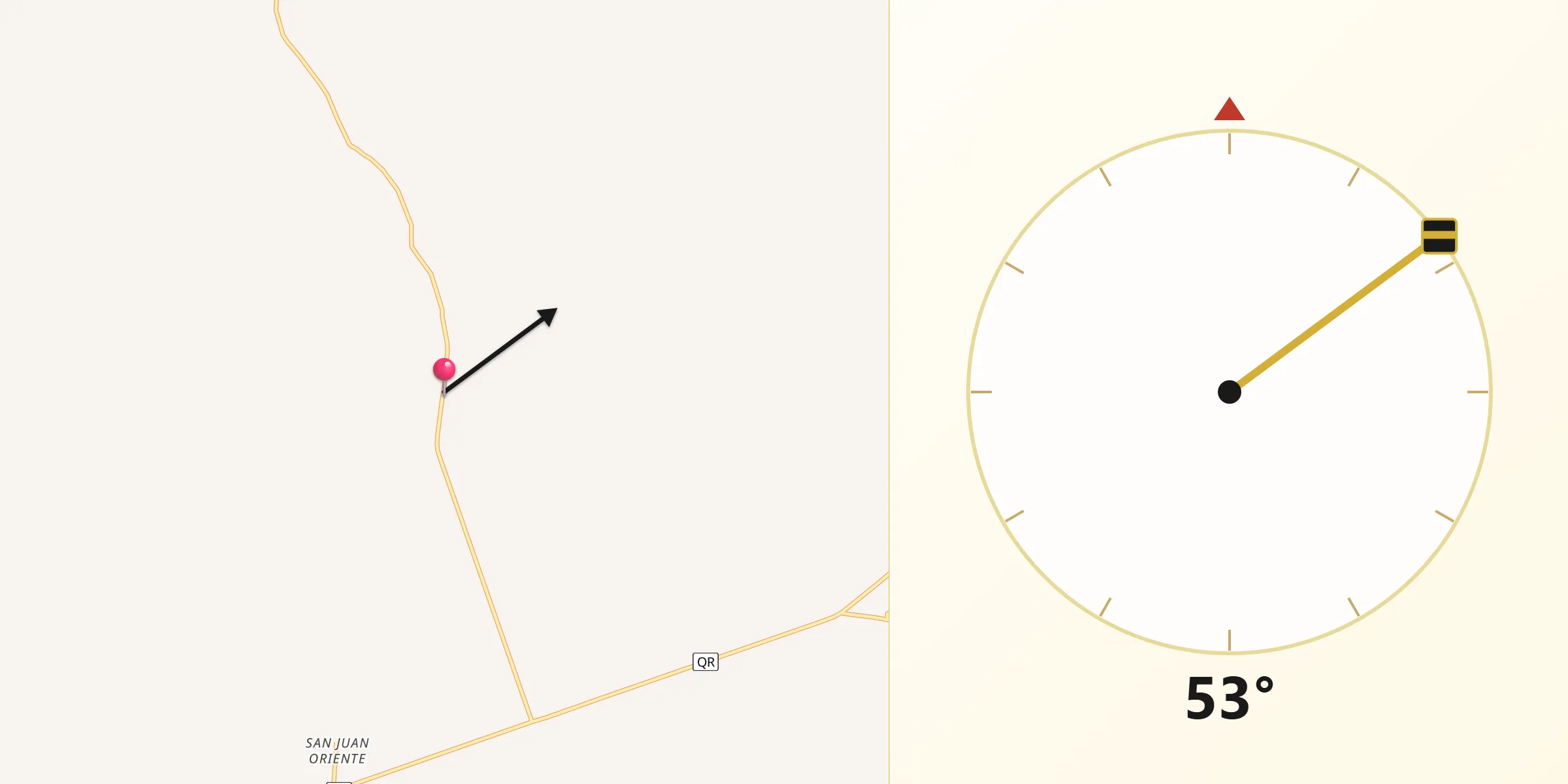 Dirección de la Qibla desde Zacalaca