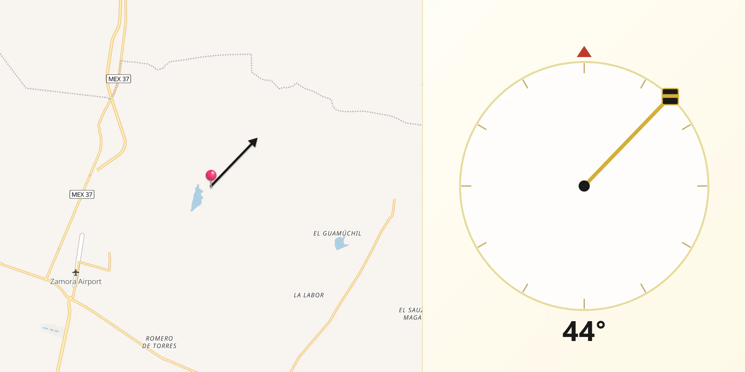 Dirección de la Qibla desde Atecucario de la Constitución (Atecuario)