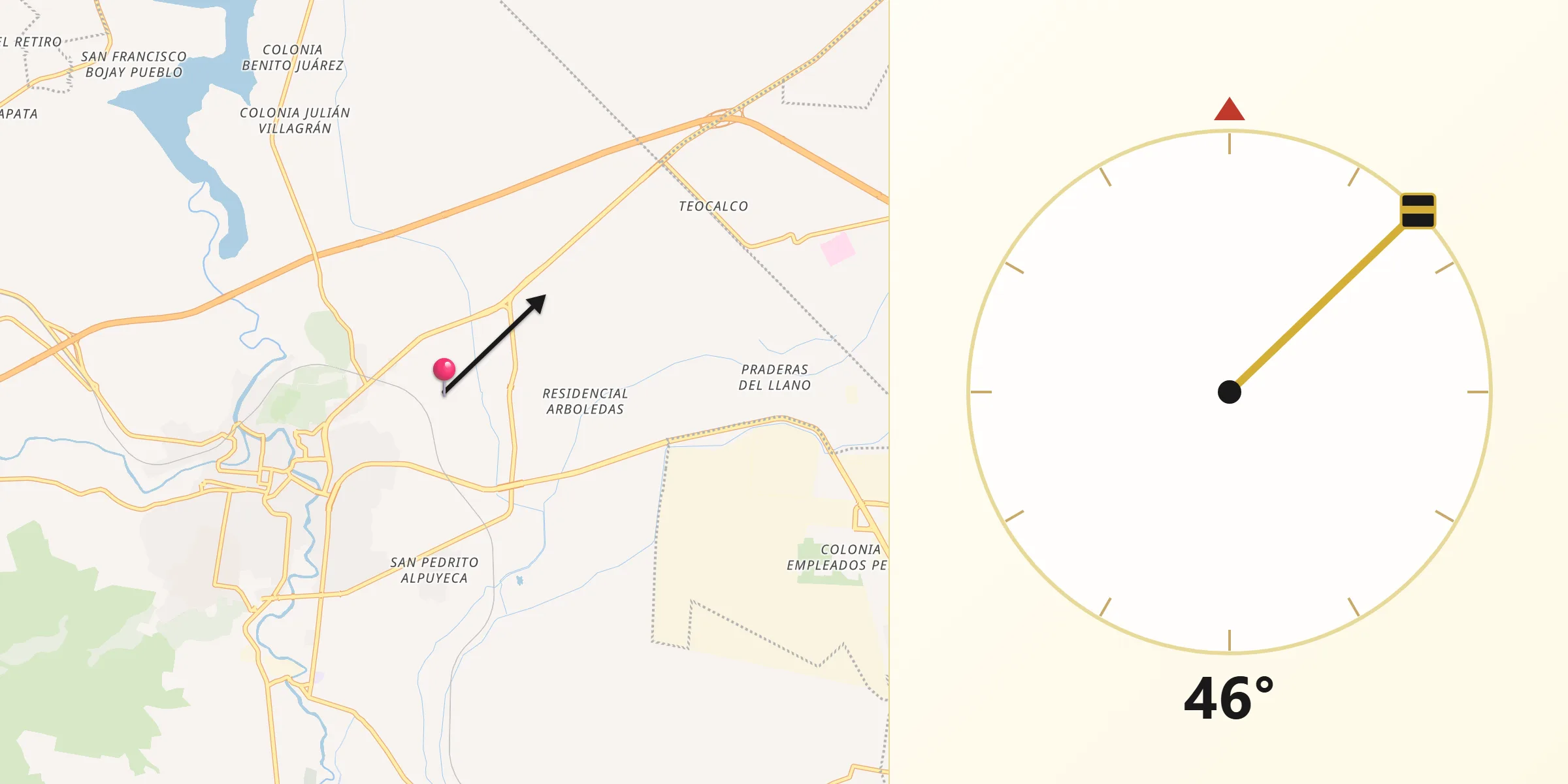 Dirección de la Qibla desde El Llano