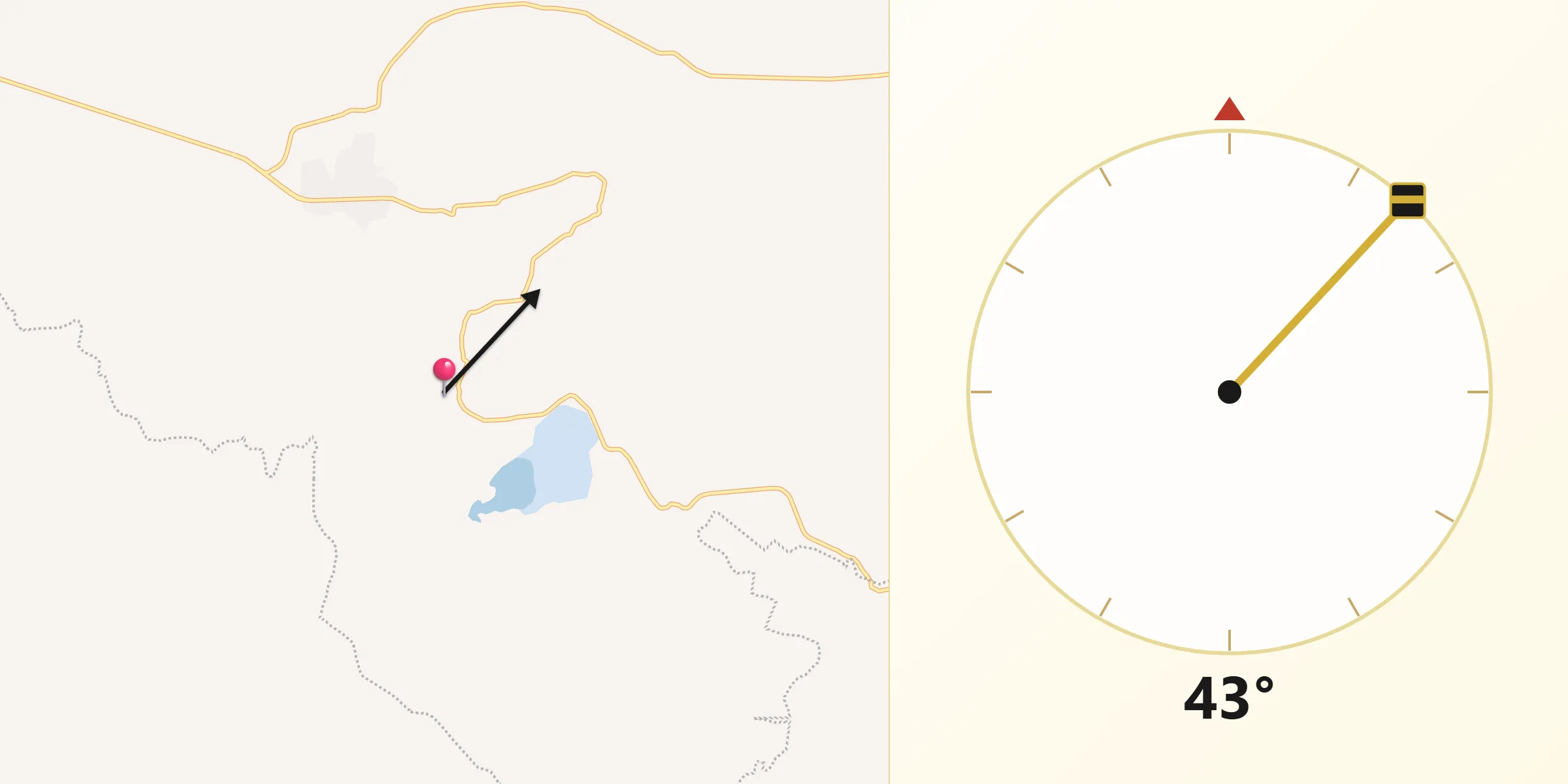 Dirección de la Qibla desde Tuxcueca