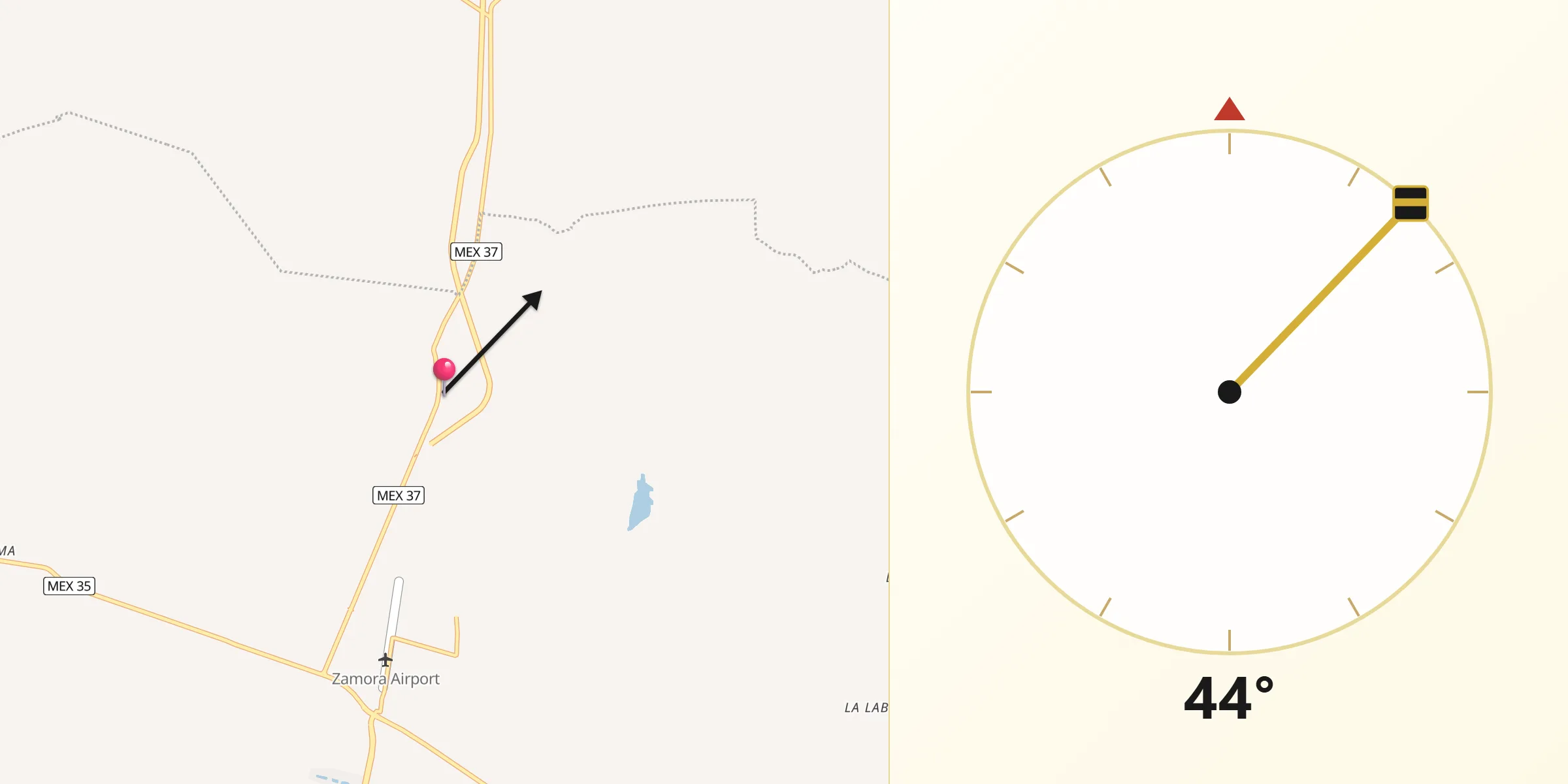 Dirección de la Qibla desde El Sauz de Abajo