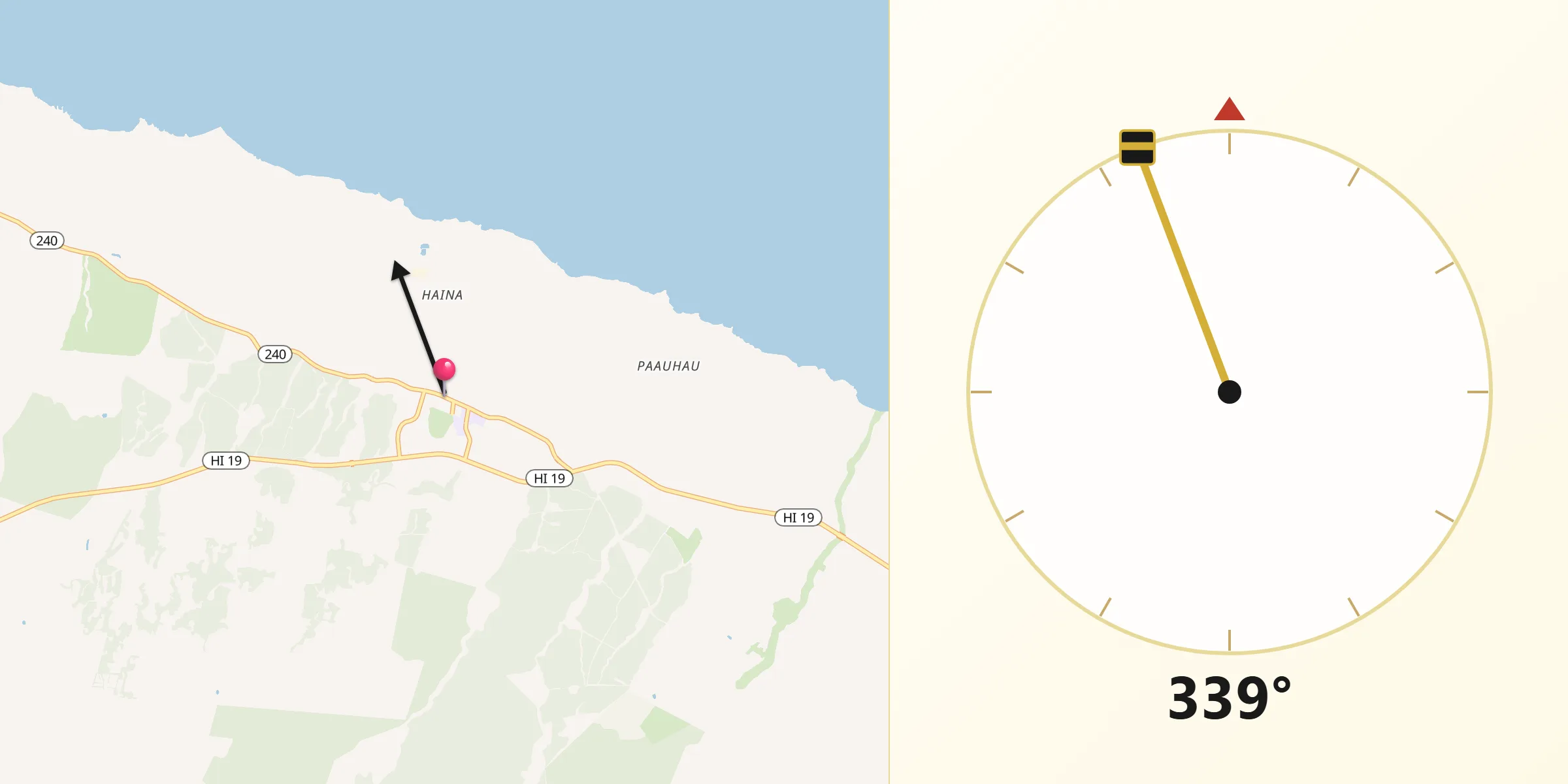 Qibla Direction from Honoka‘a