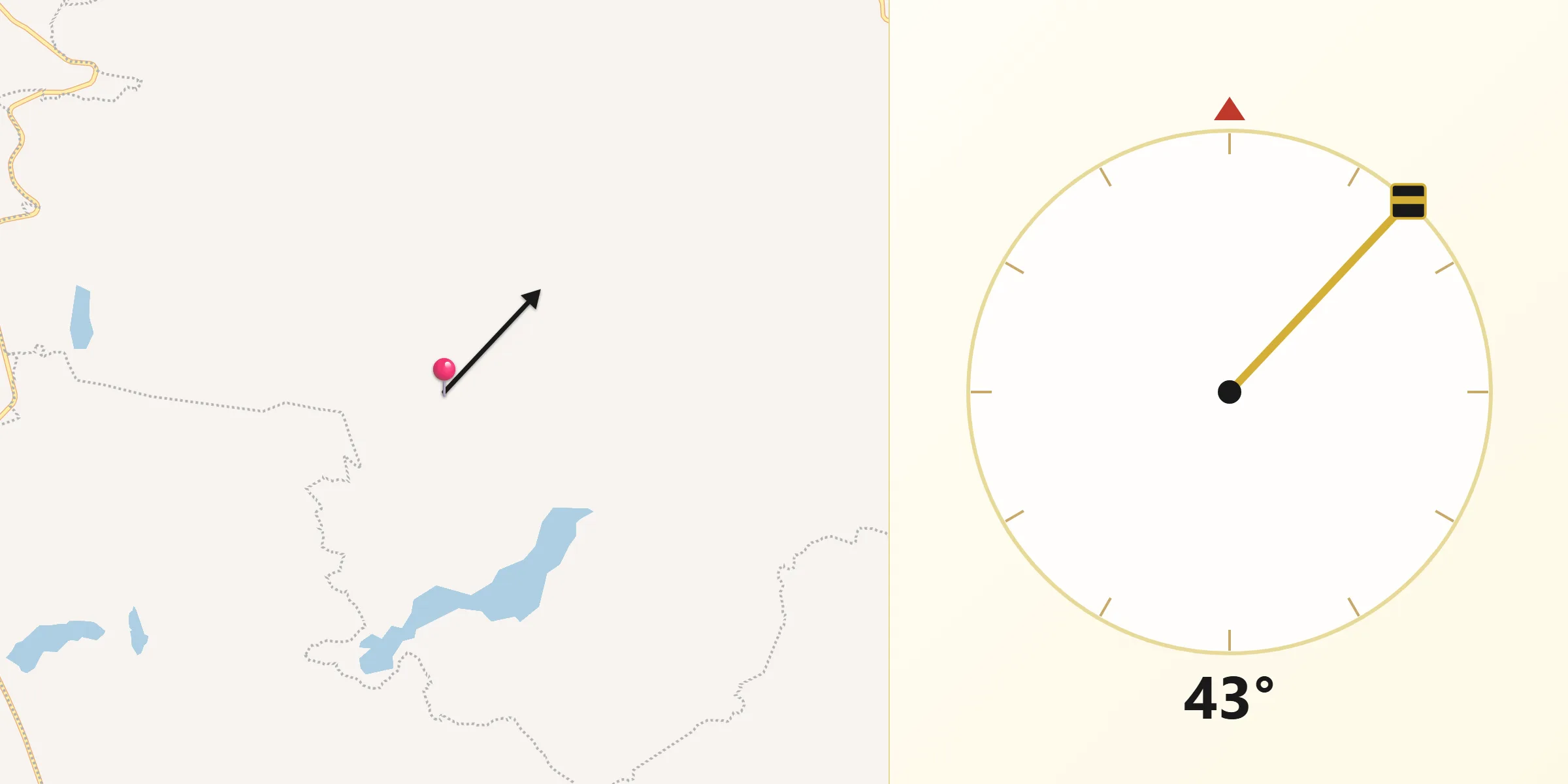 Dirección de la Qibla desde La Rosa Amarilla