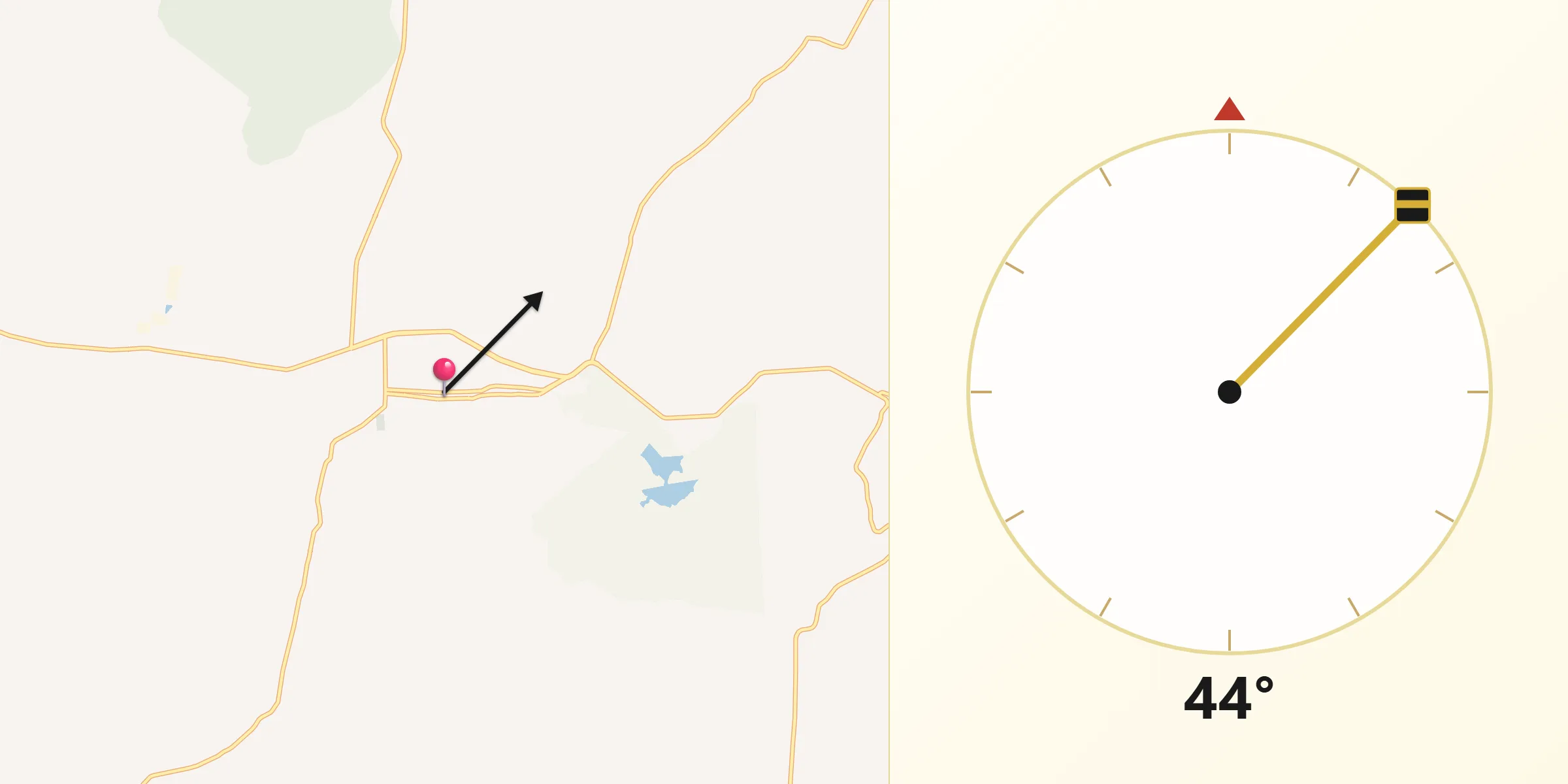 Dirección de la Qibla desde Puruándiro