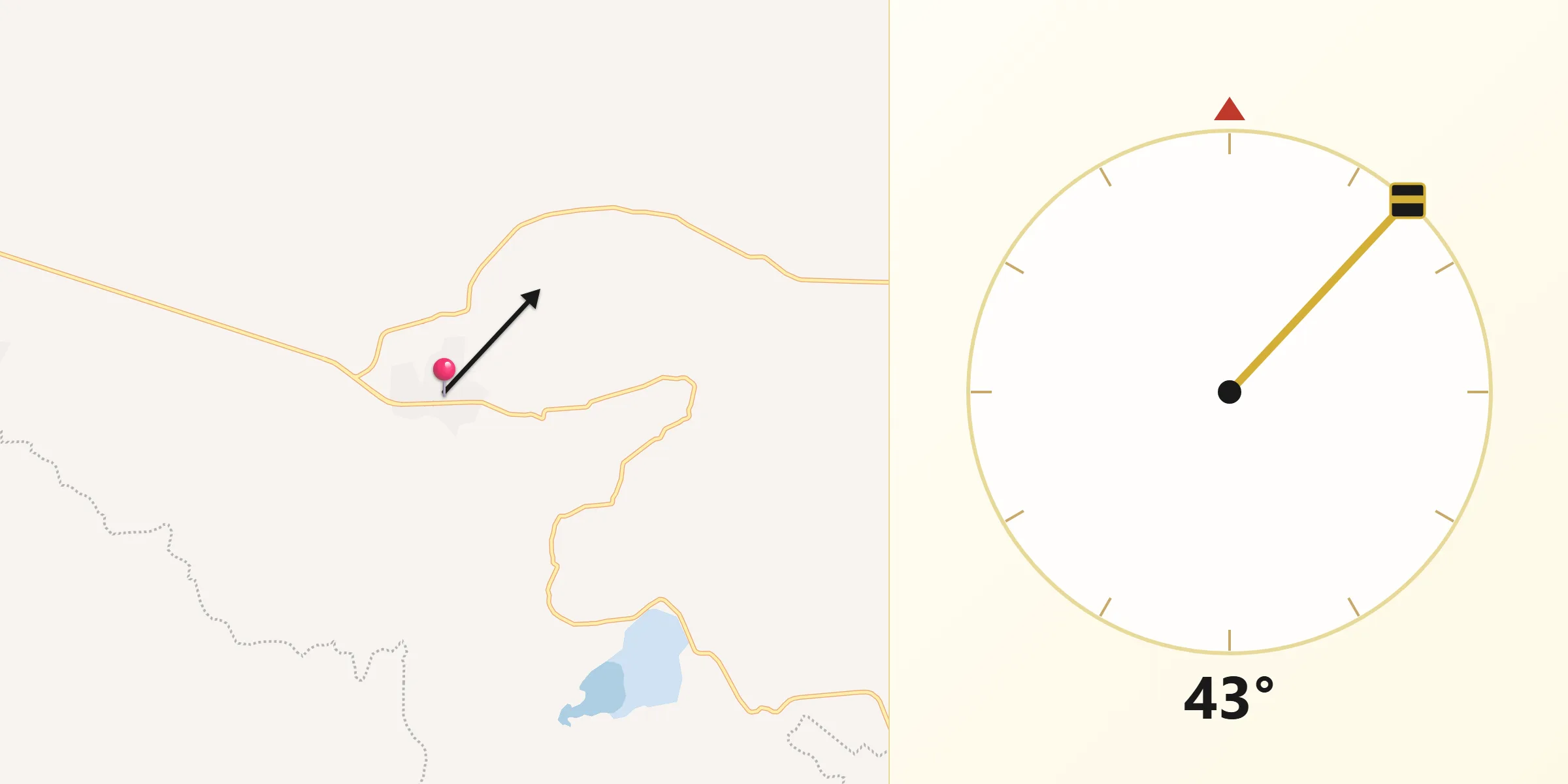 Dirección de la Qibla desde Teocuitatlán de Corona