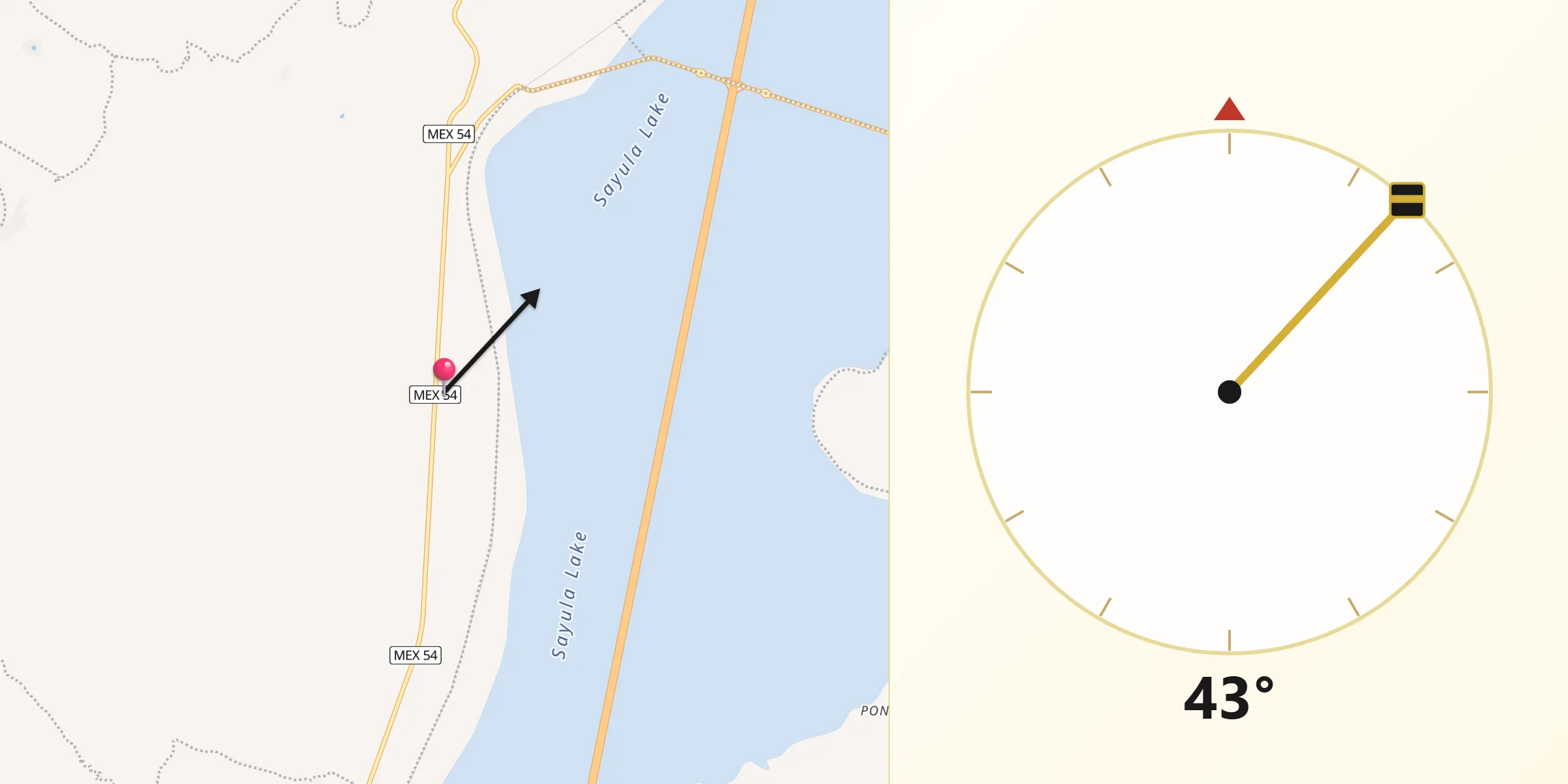 Dirección de la Qibla desde Anoca