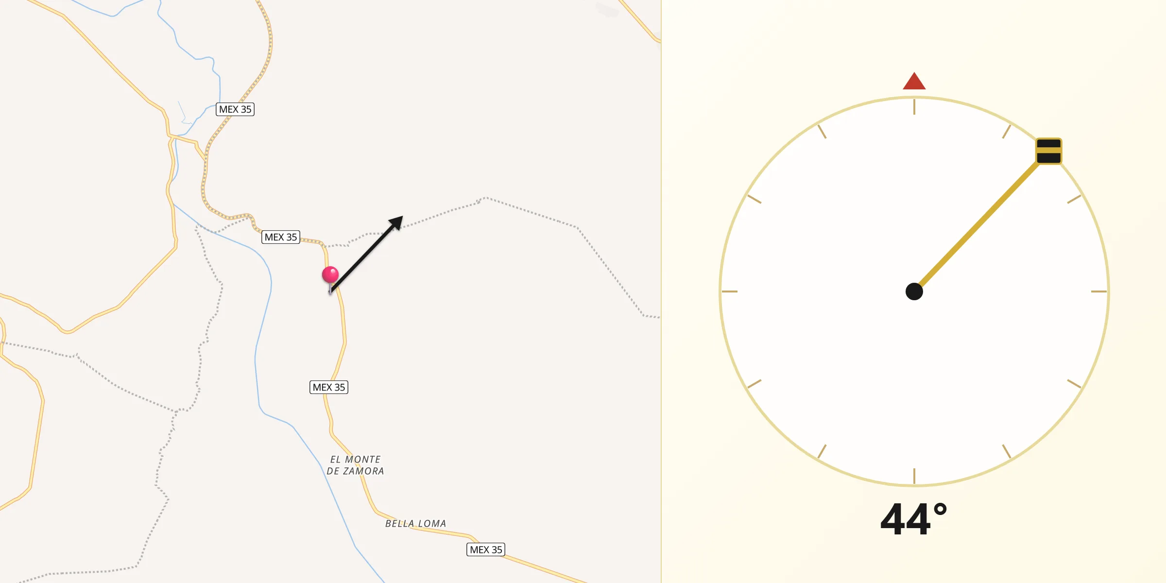Dirección de la Qibla desde La Sauceda