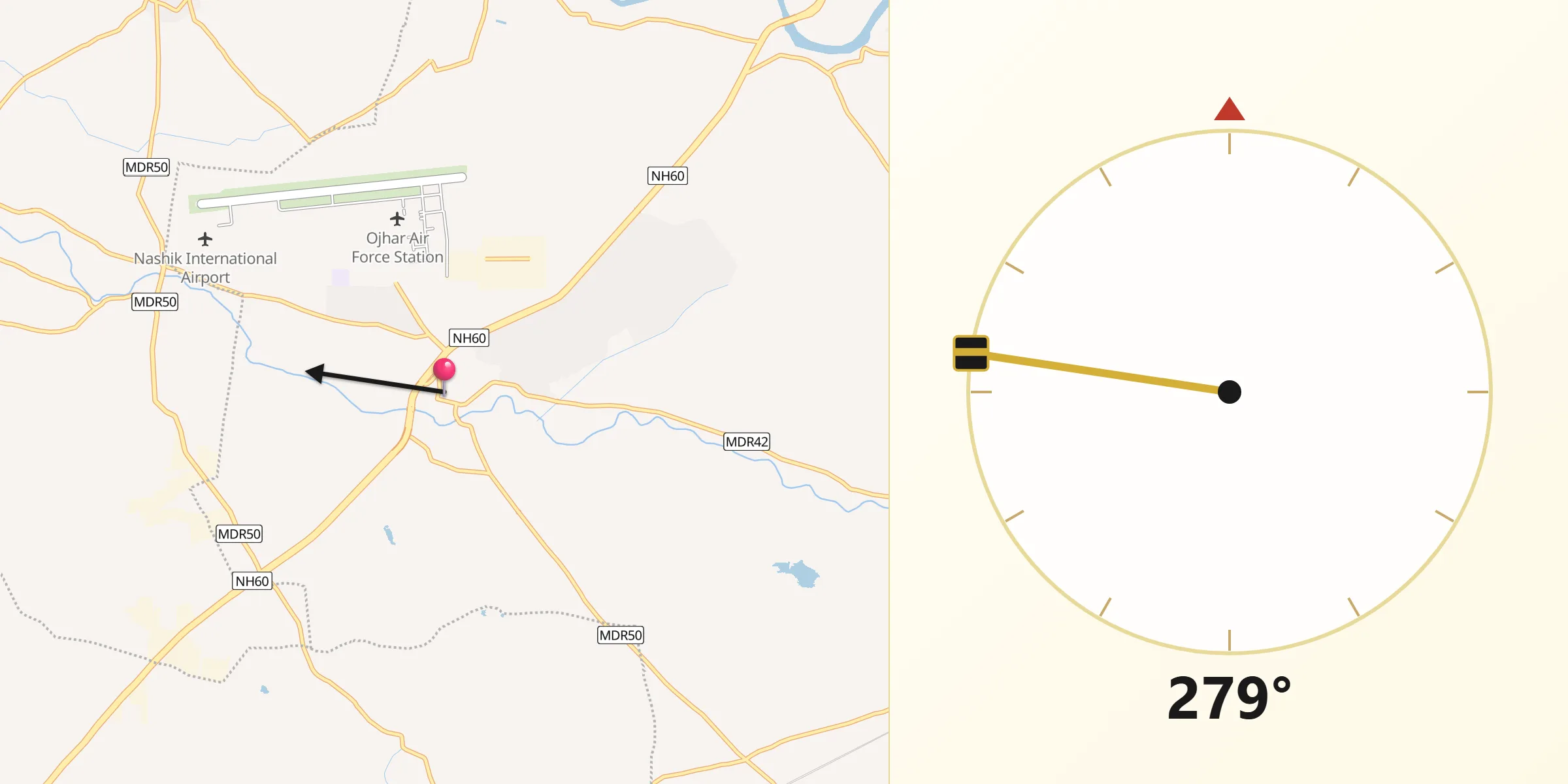 Qibla Direction from Ozar