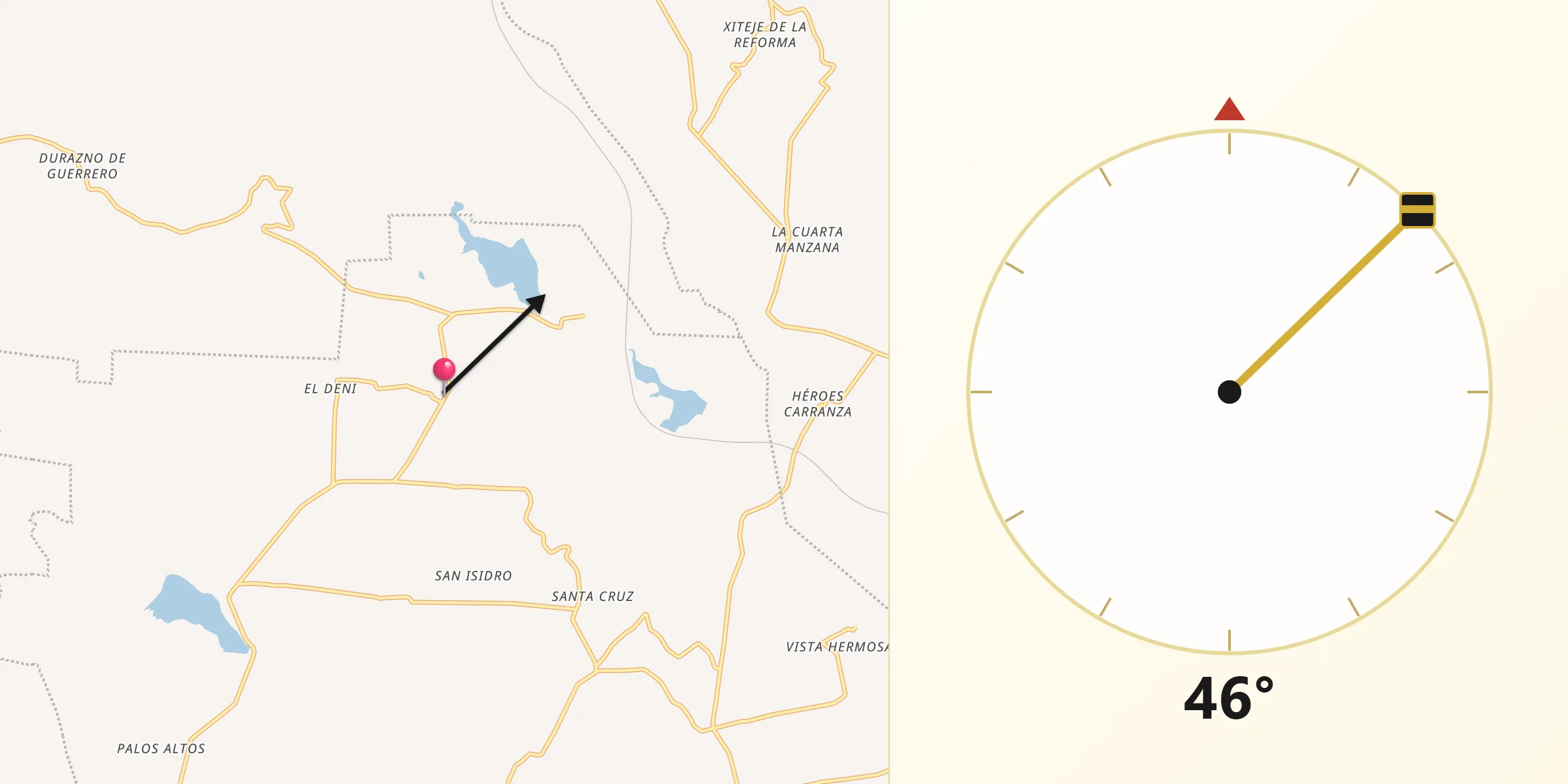 Dirección de la Qibla desde San Juan Daxthi