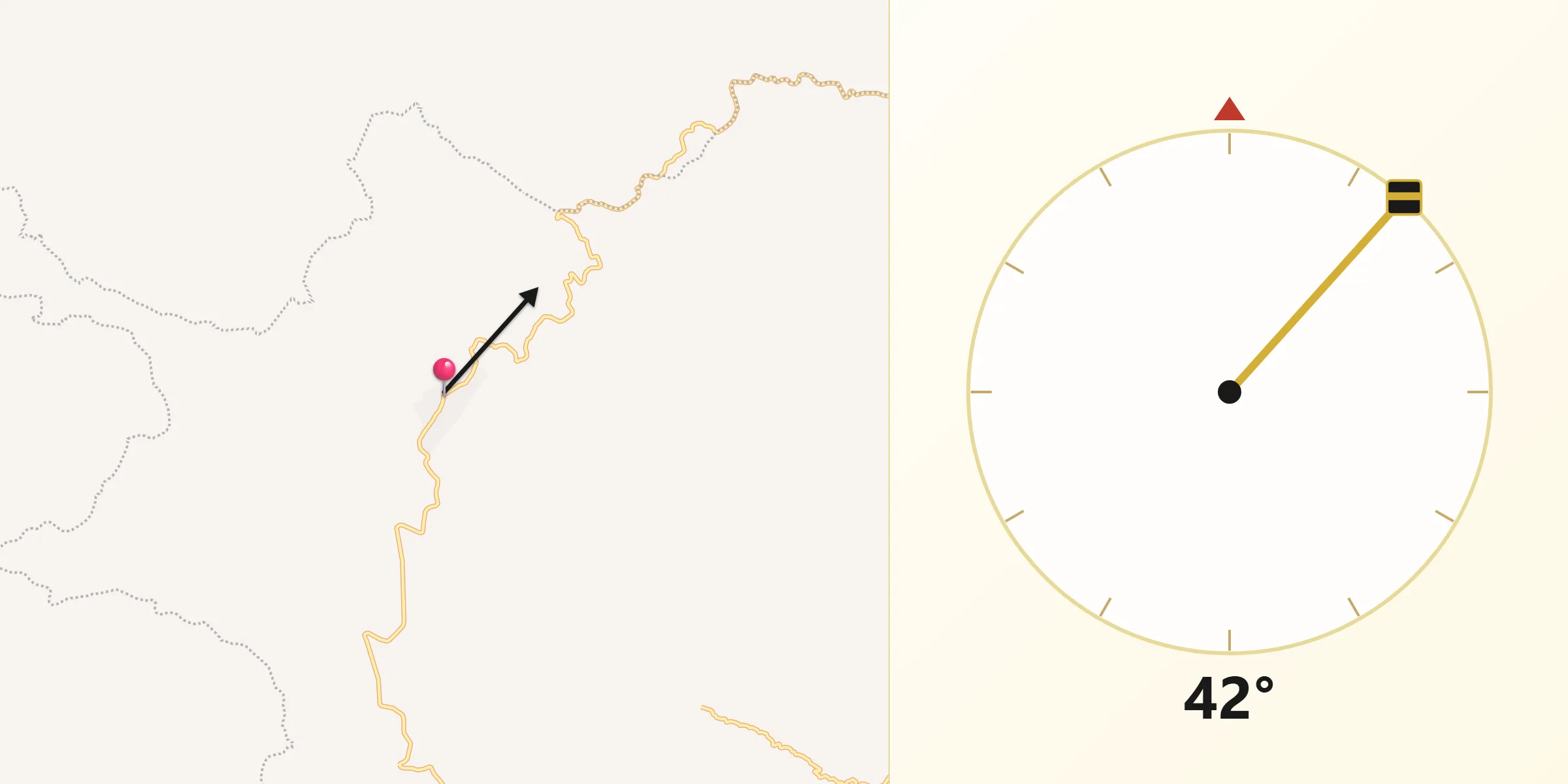 Dirección de la Qibla desde San Miguel de la Sierra Ayutla