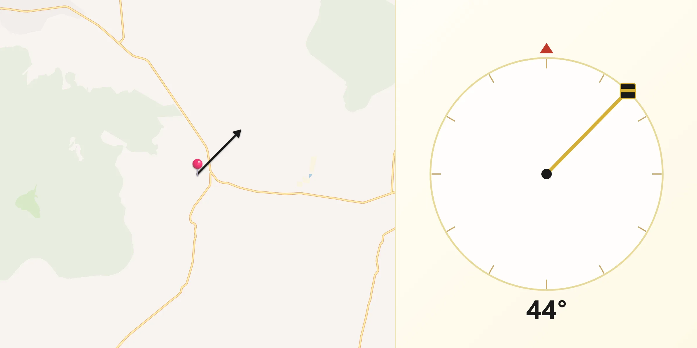 Dirección de la Qibla desde Janamuato