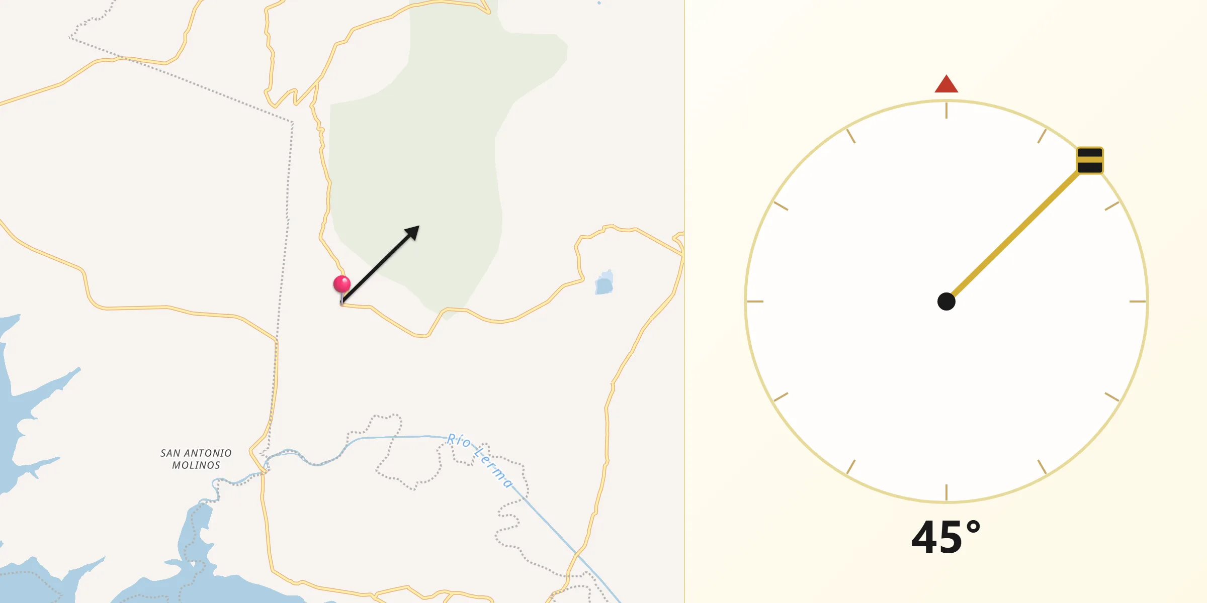 Dirección de la Qibla desde Chitejé de Garabato