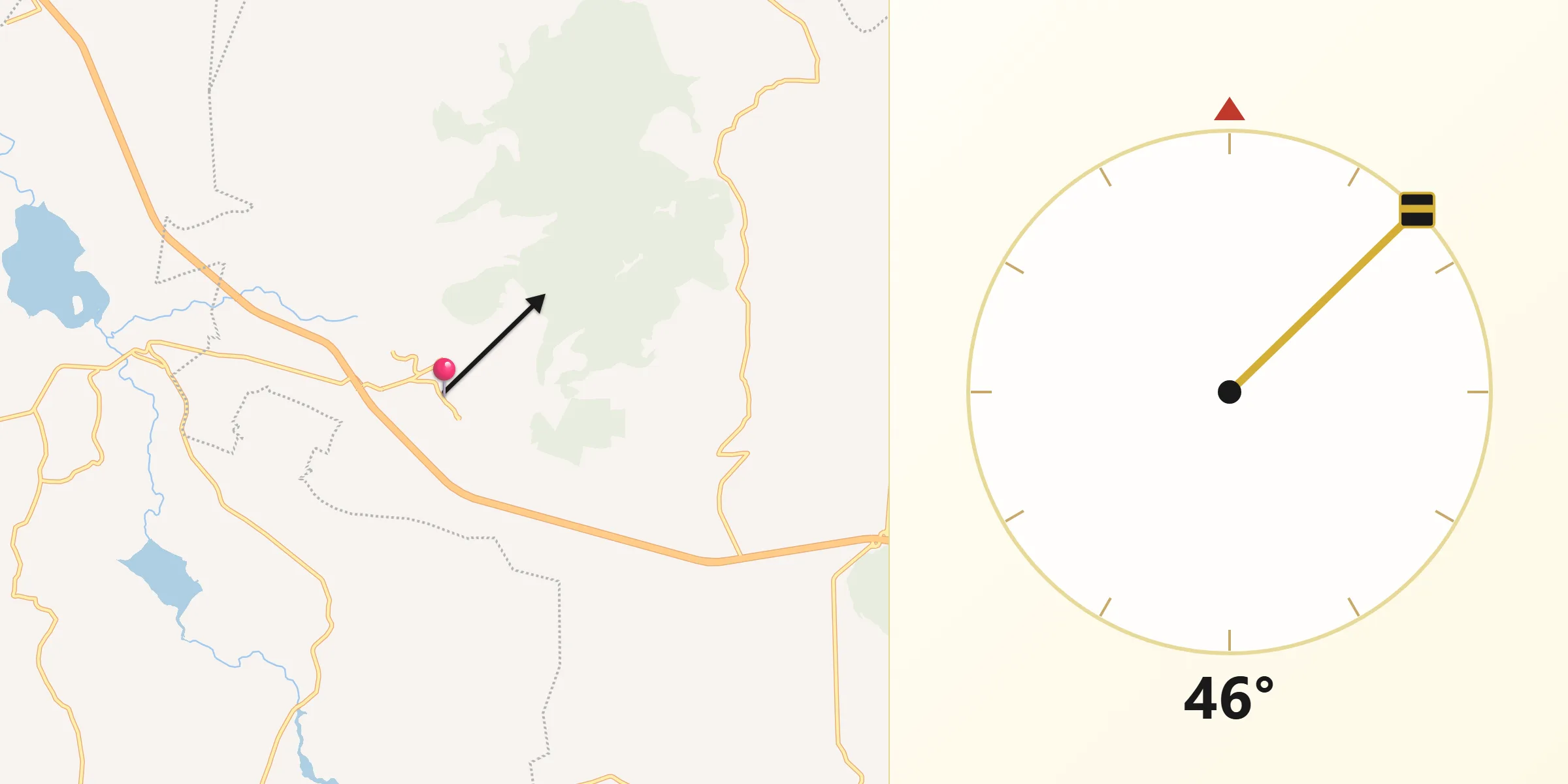 Dirección de la Qibla desde El Rosal