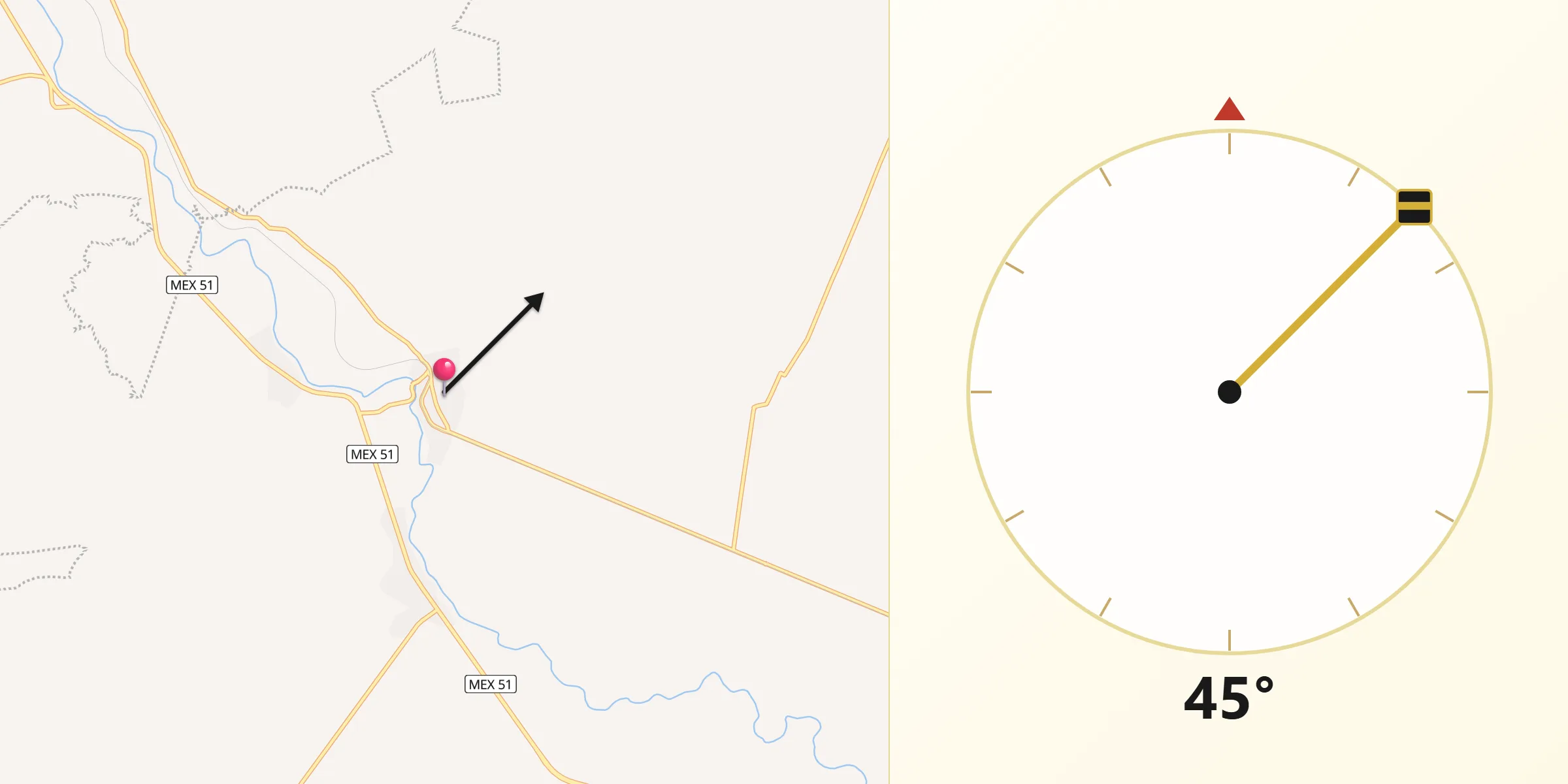 Dirección de la Qibla desde Chamácuaro