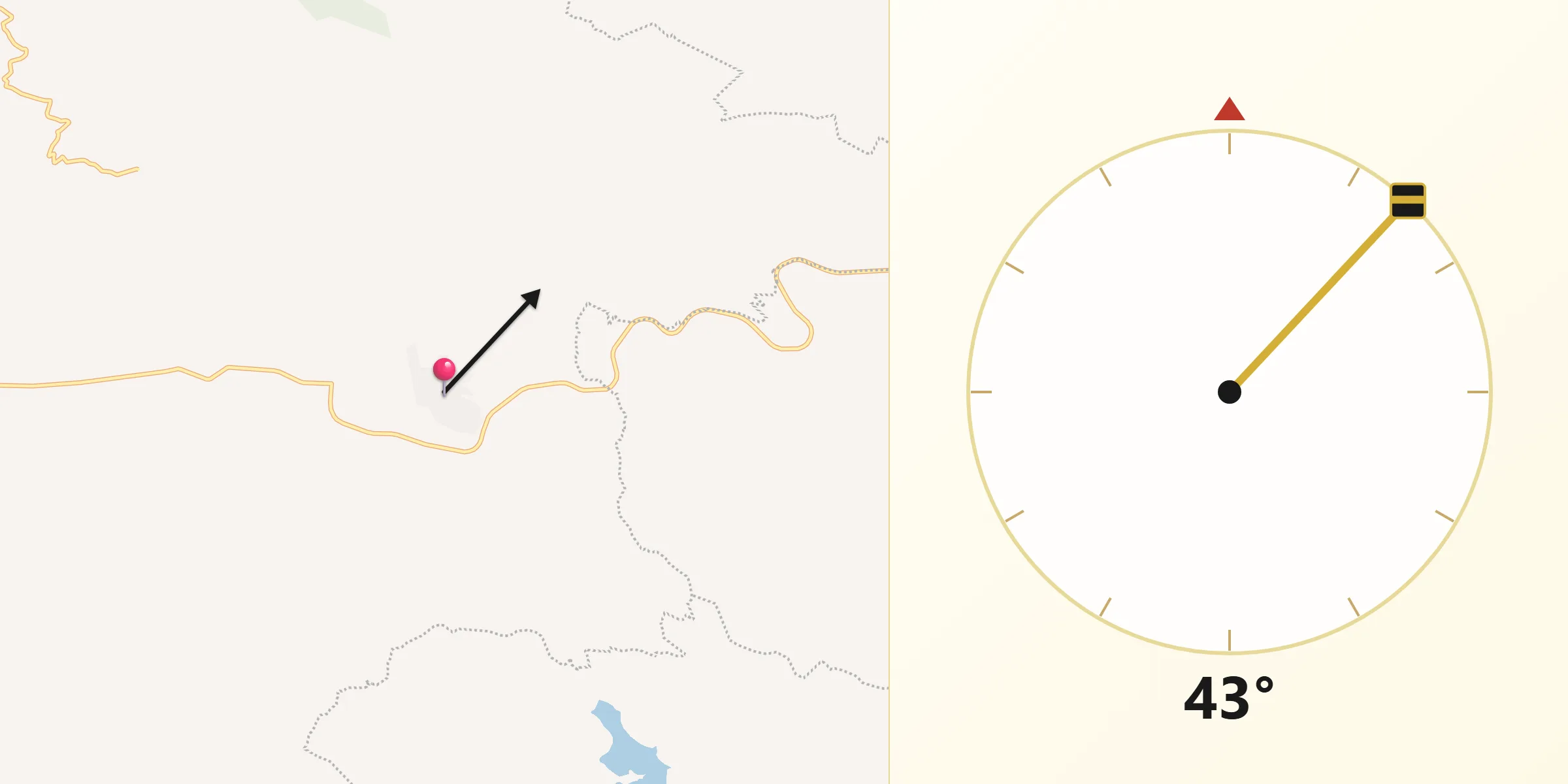Dirección de la Qibla desde Citala