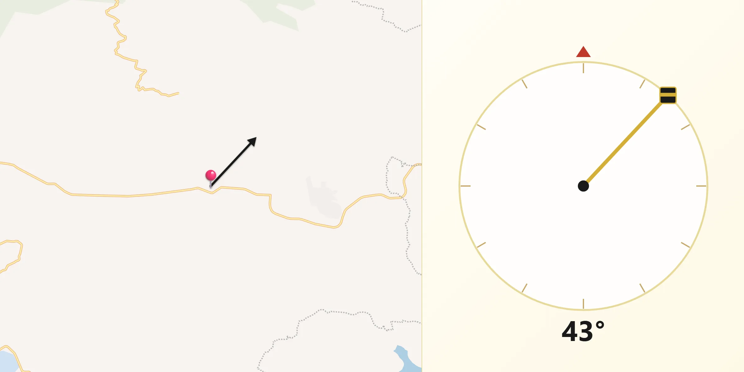 Dirección de la Qibla desde Chamacuero