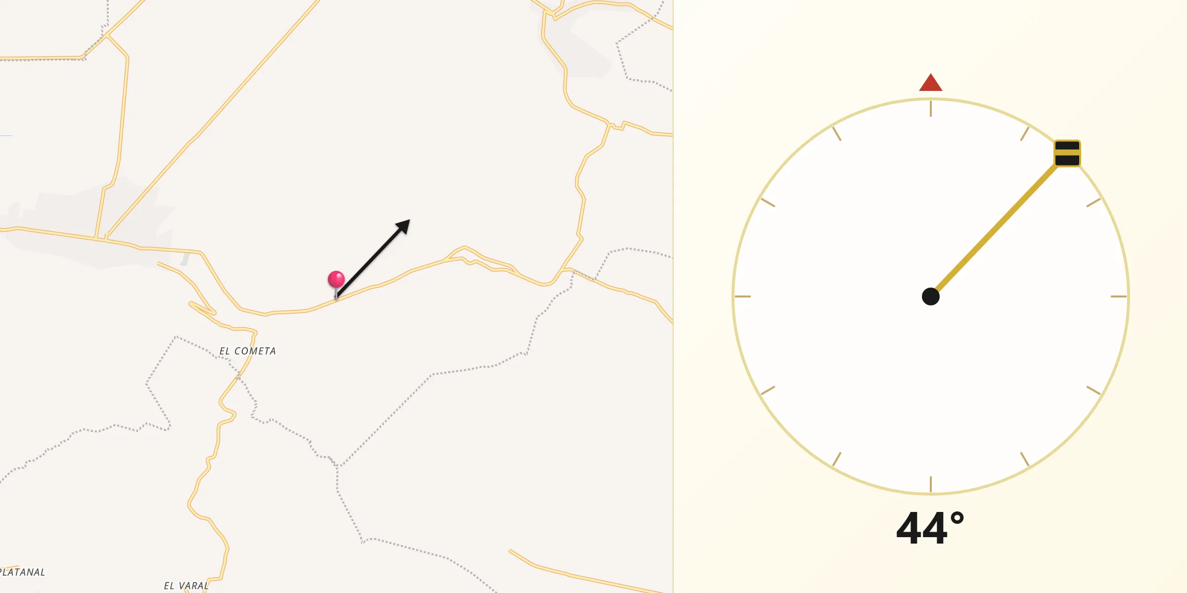Dirección de la Qibla desde El Paracho