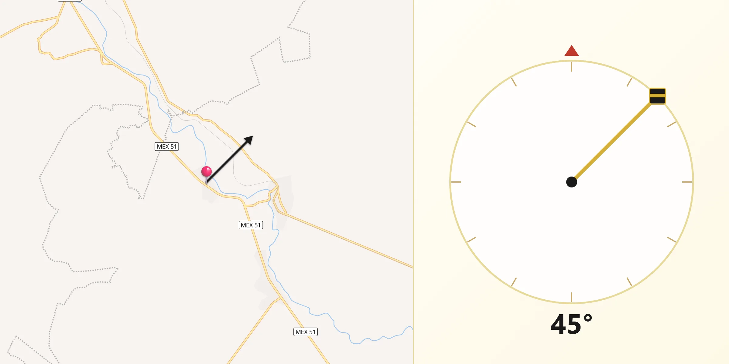 Dirección de la Qibla desde Obrajuelo