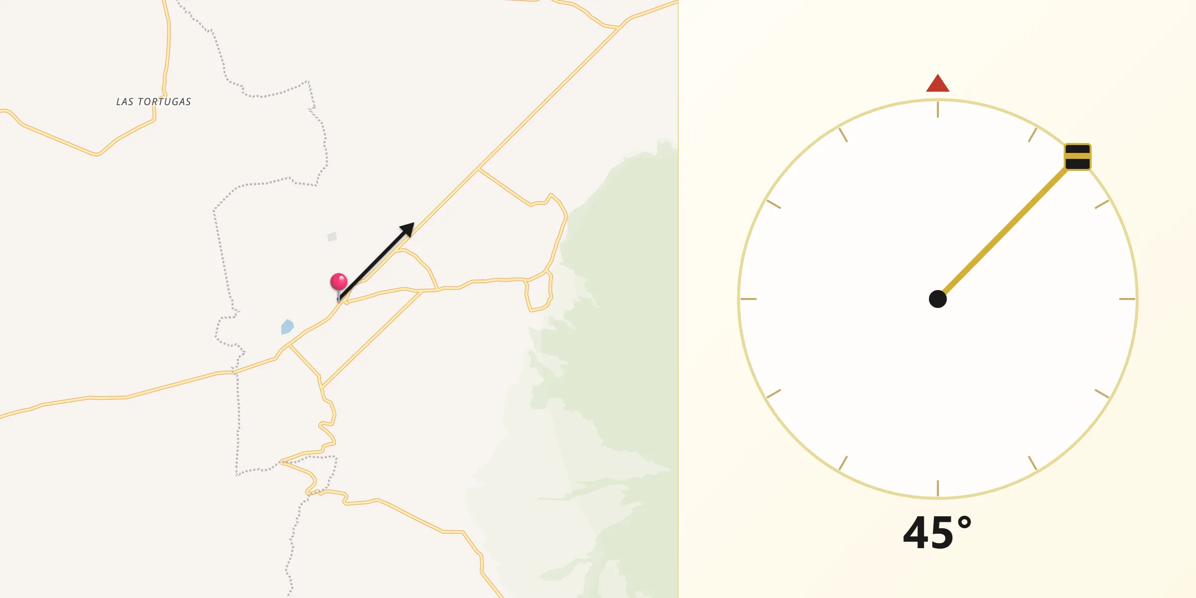 Dirección de la Qibla desde Cerano