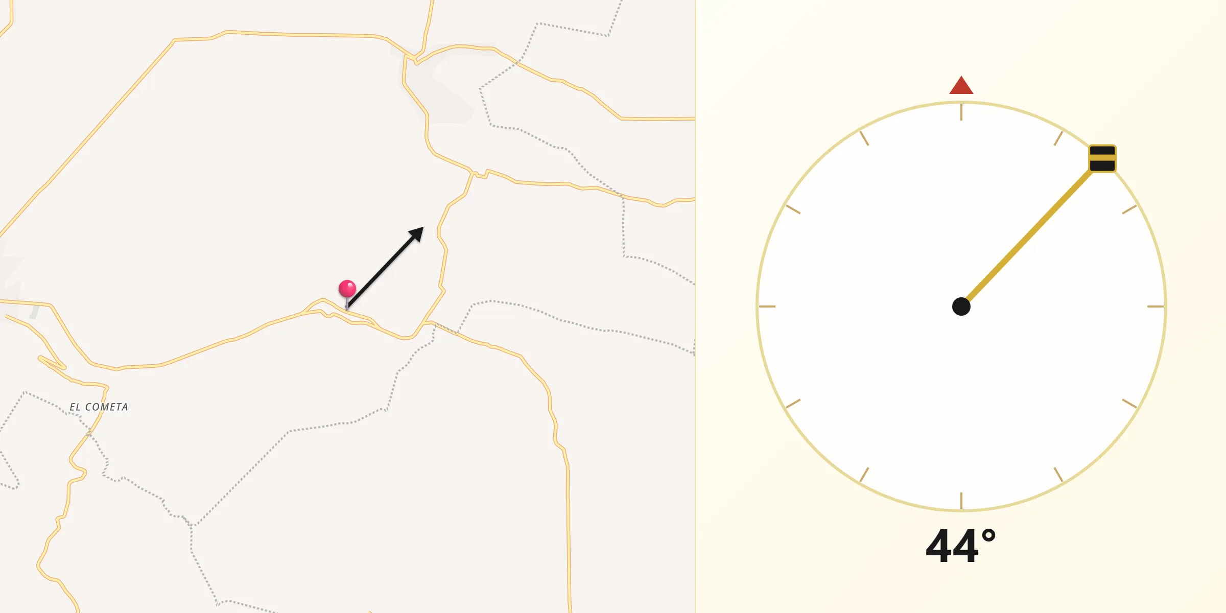 Dirección de la Qibla desde Tecomatán