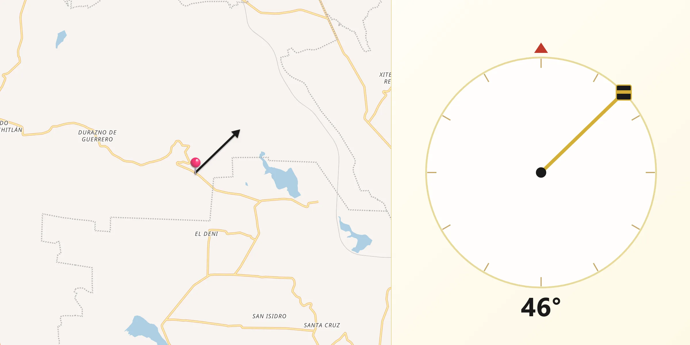 Dirección de la Qibla desde Santiago Oxthoc