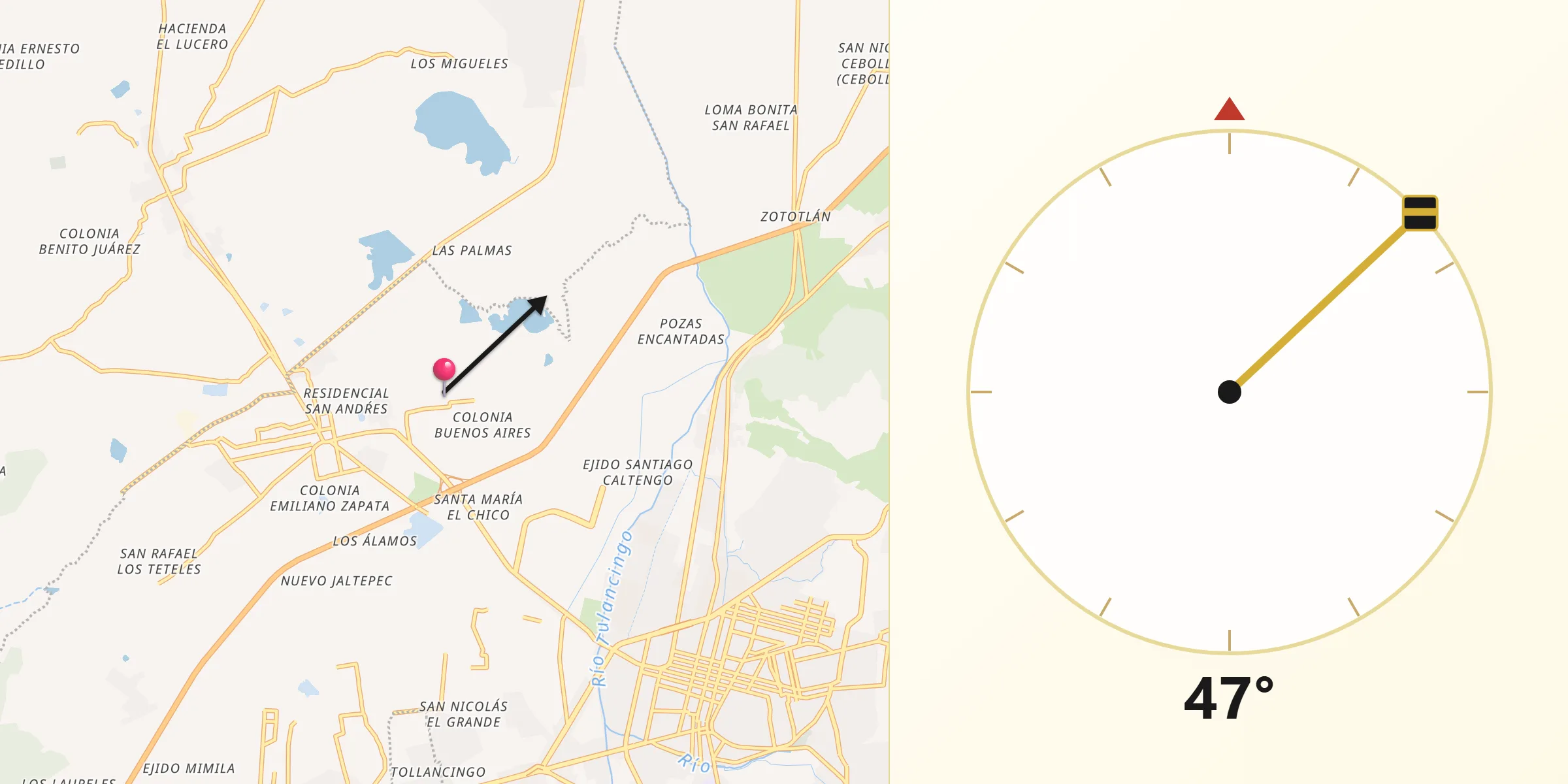 Dirección de la Qibla desde Rincones de la Hacienda