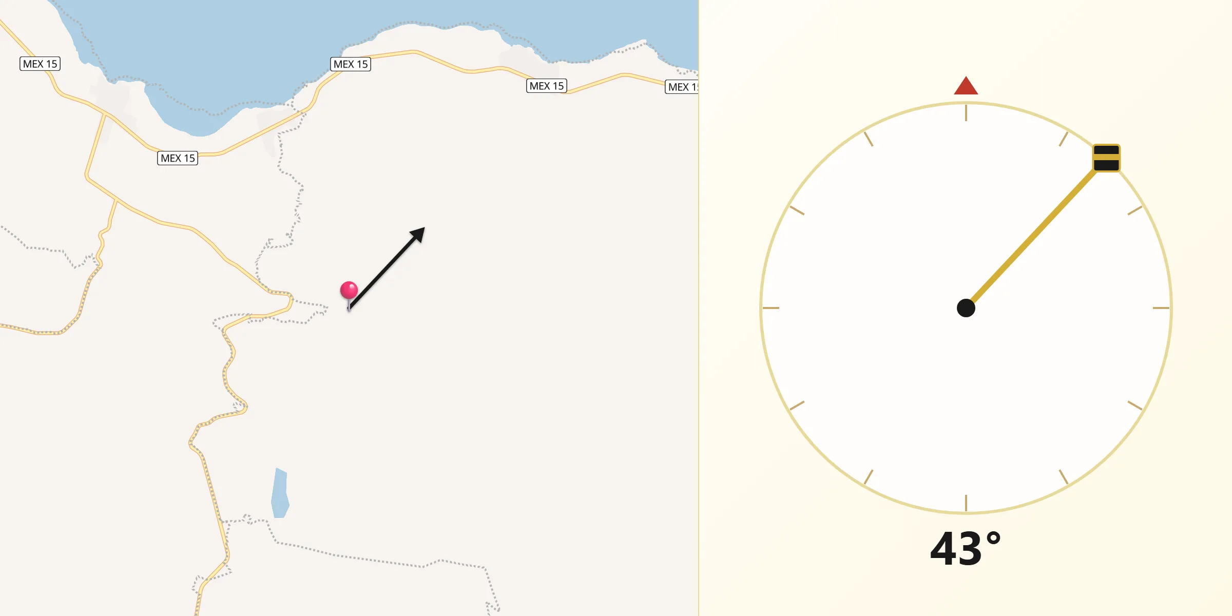 Dirección de la Qibla desde El Refugio