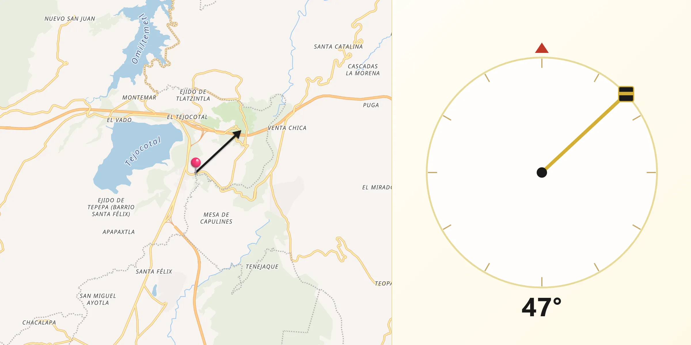 Dirección de la Qibla desde La Boveda