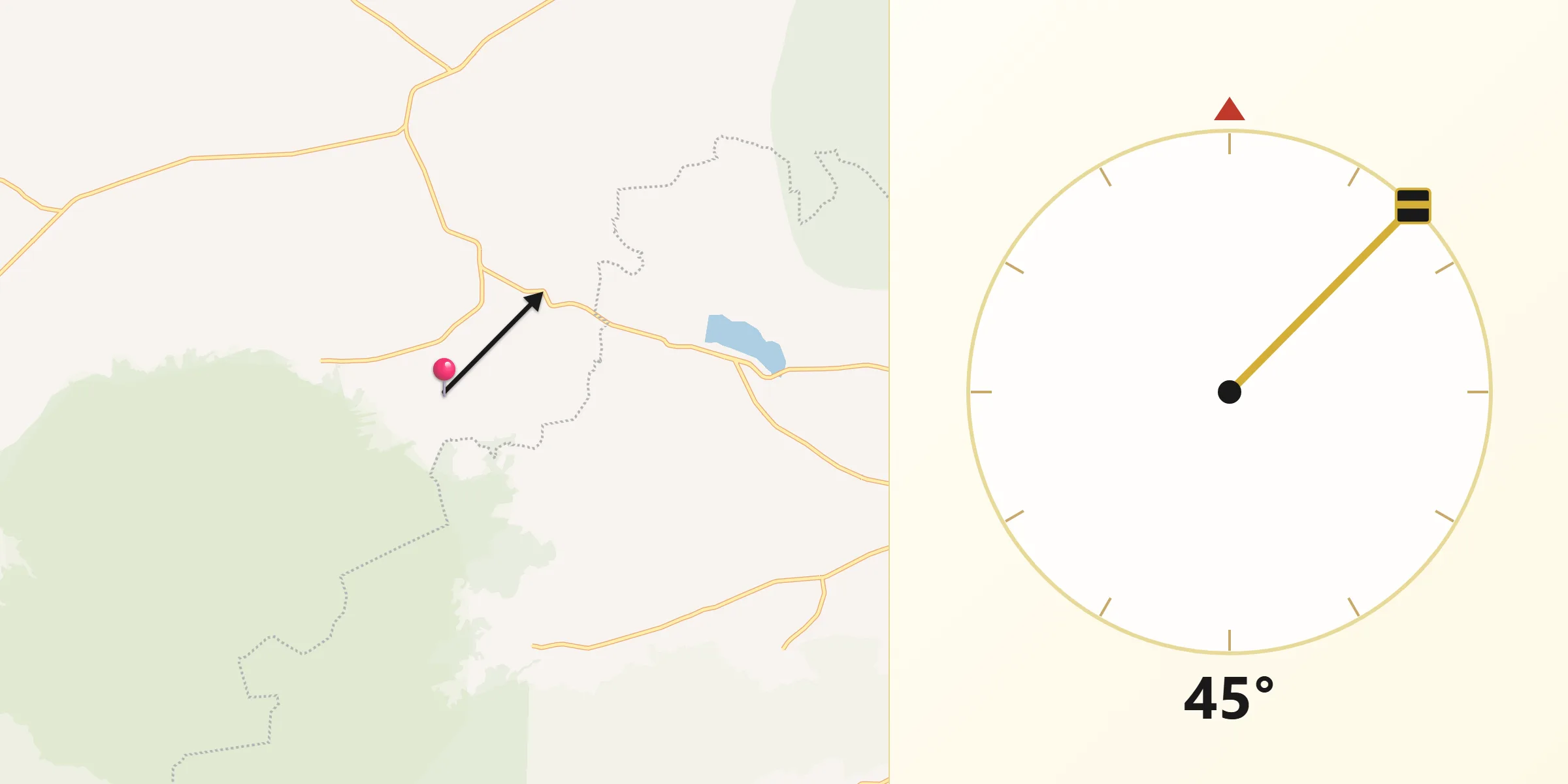 Dirección de la Qibla desde El Moral