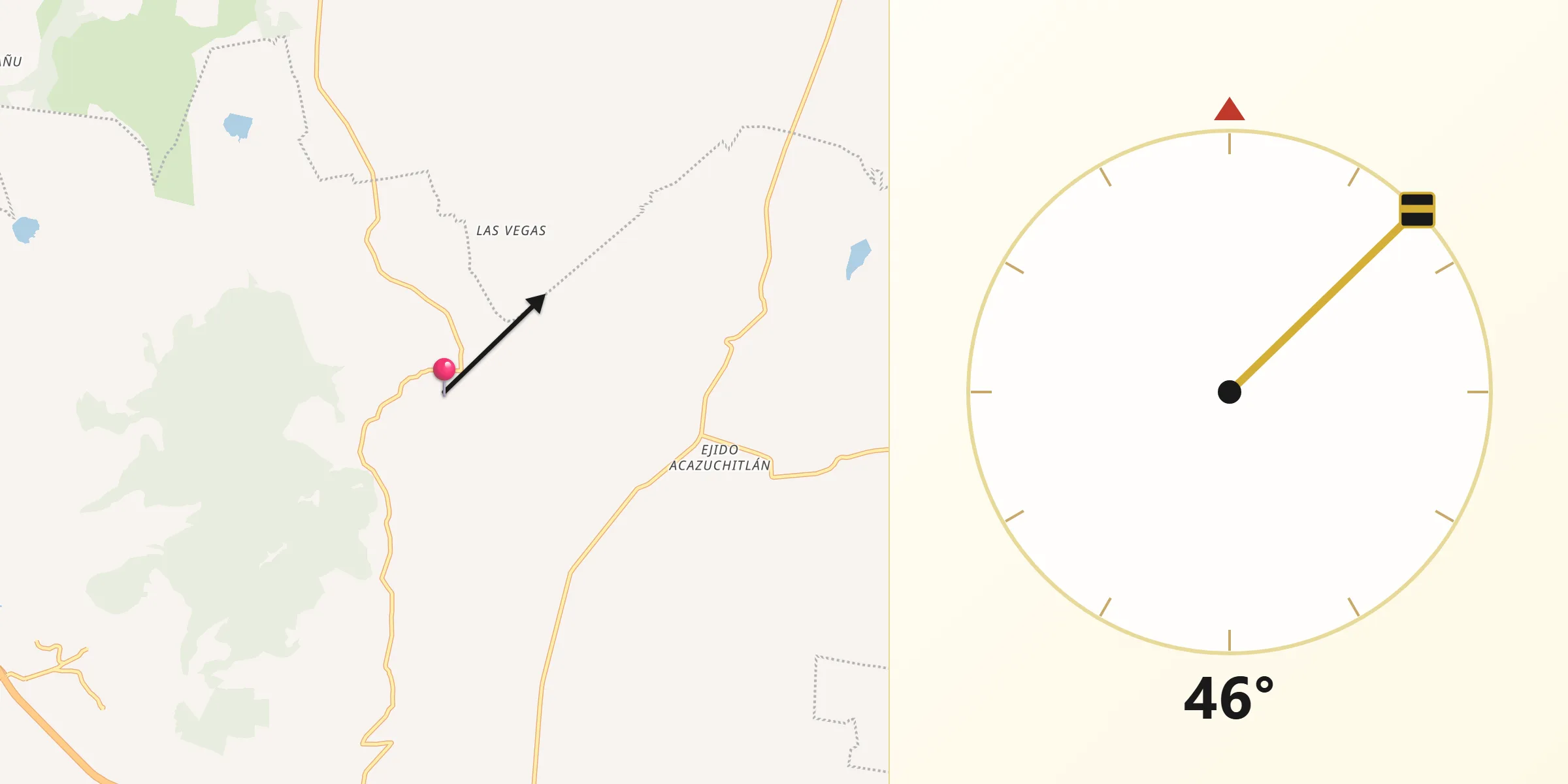 Dirección de la Qibla desde San Lorenzo Nenamicoyan
