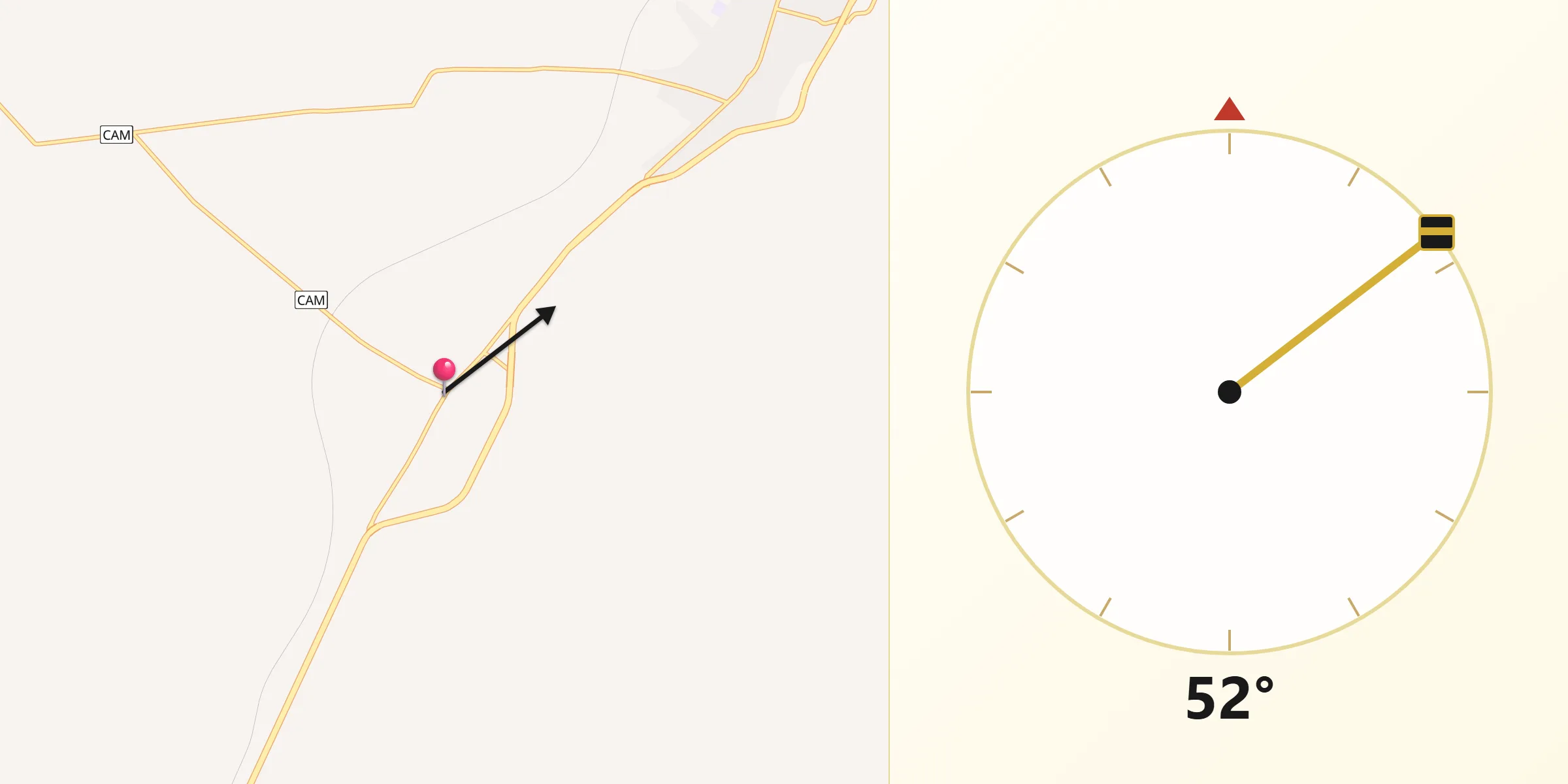 Dirección de la Qibla desde Pomuch