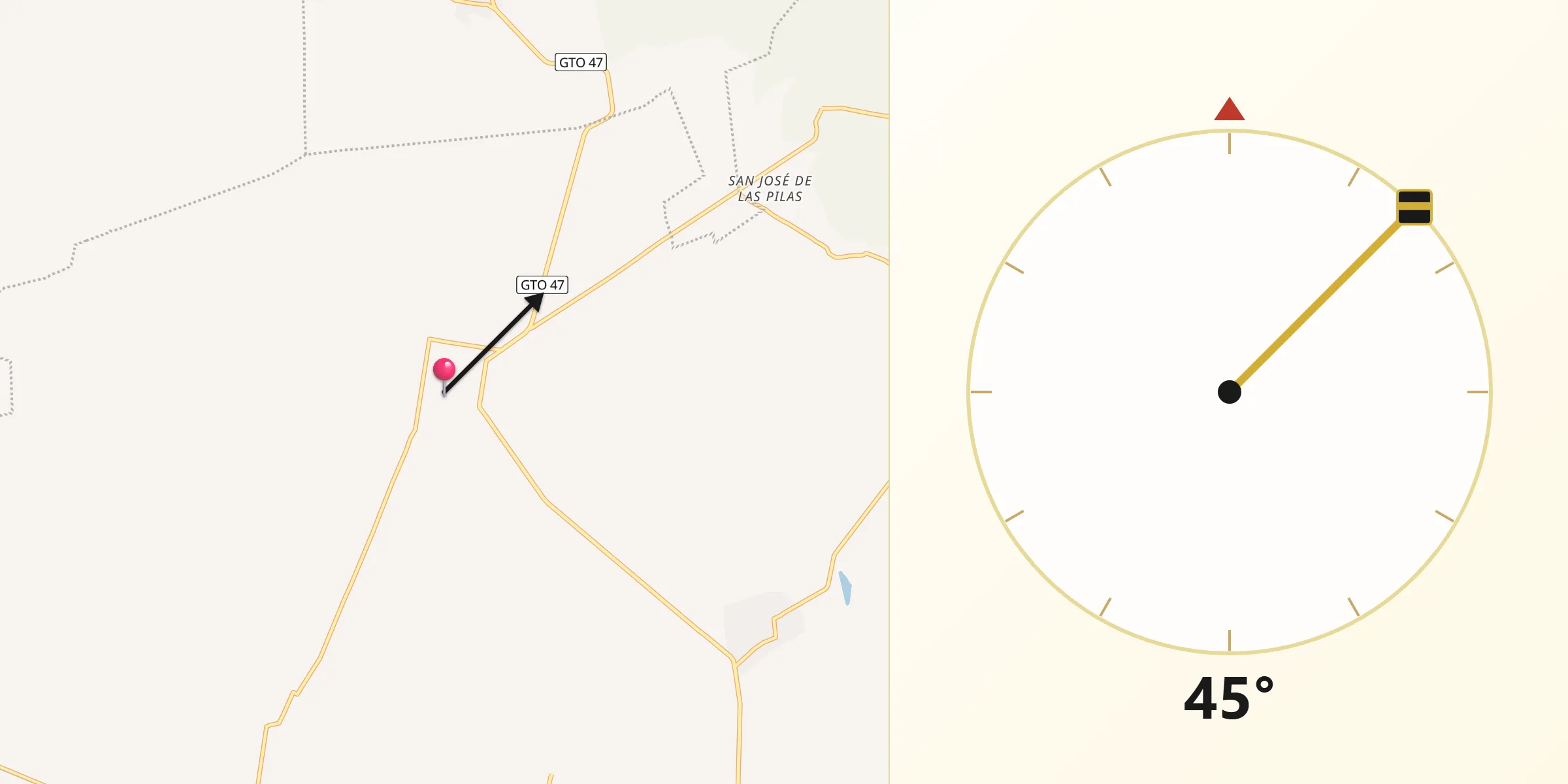 Dirección de la Qibla desde Parácuaro