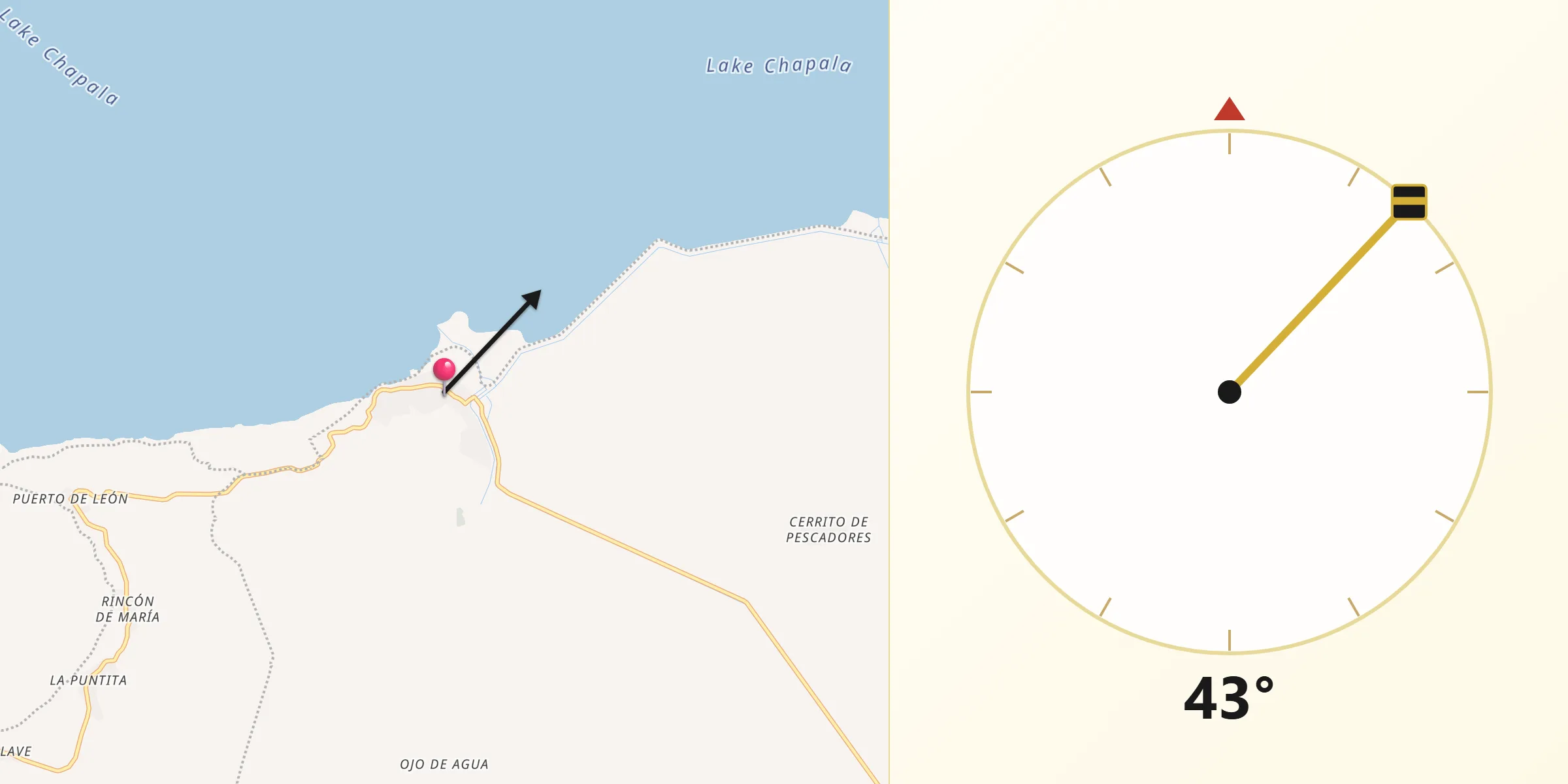 Dirección de la Qibla desde La Palma
