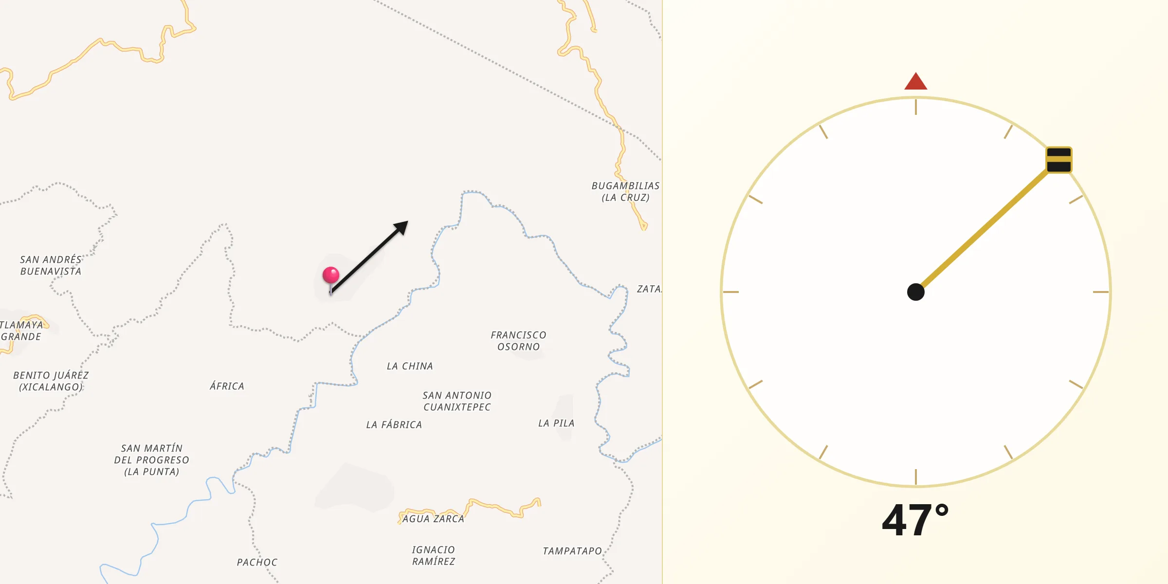 Dirección de la Qibla desde Buenos Aires