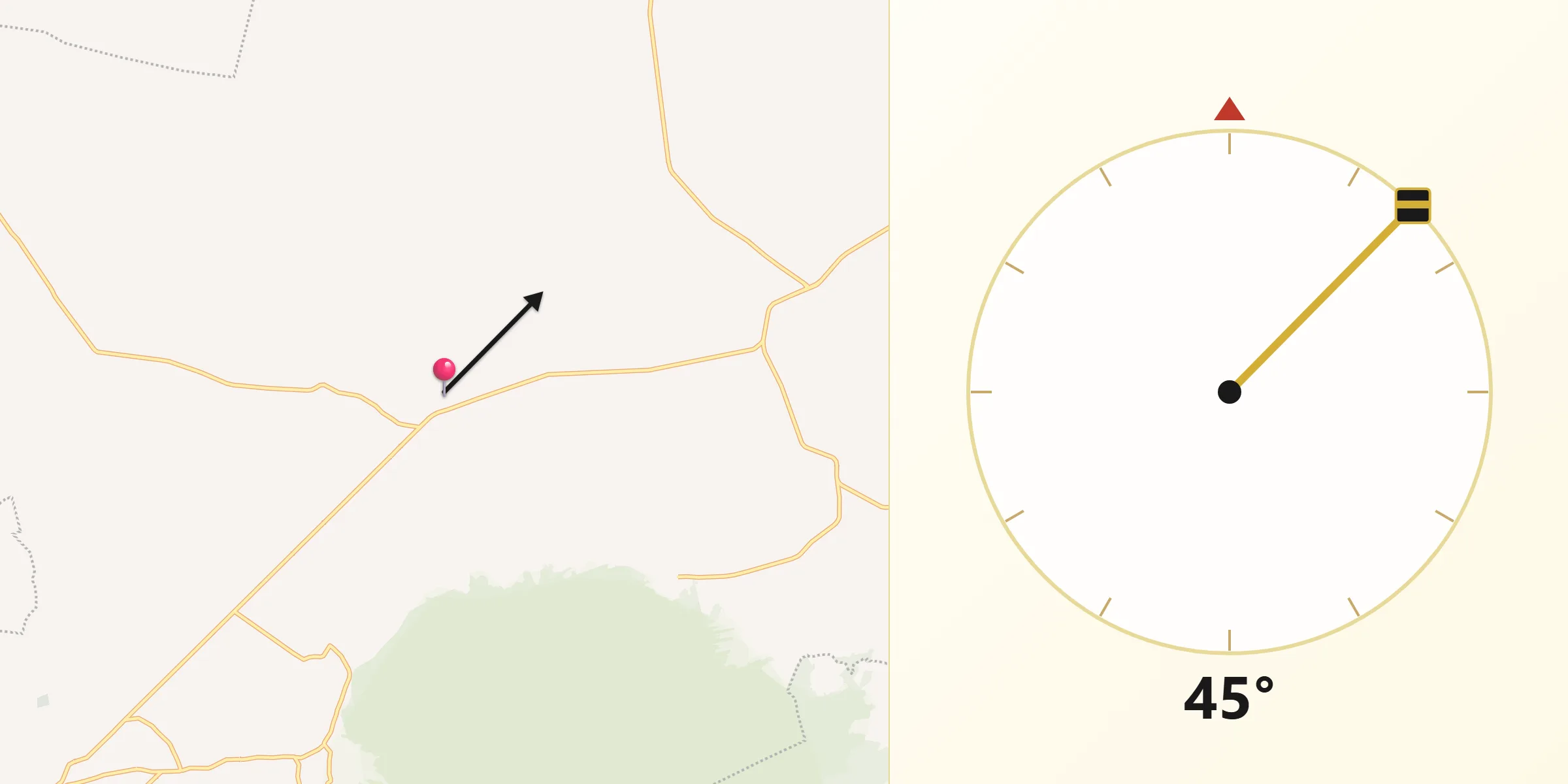 Dirección de la Qibla desde El Canario