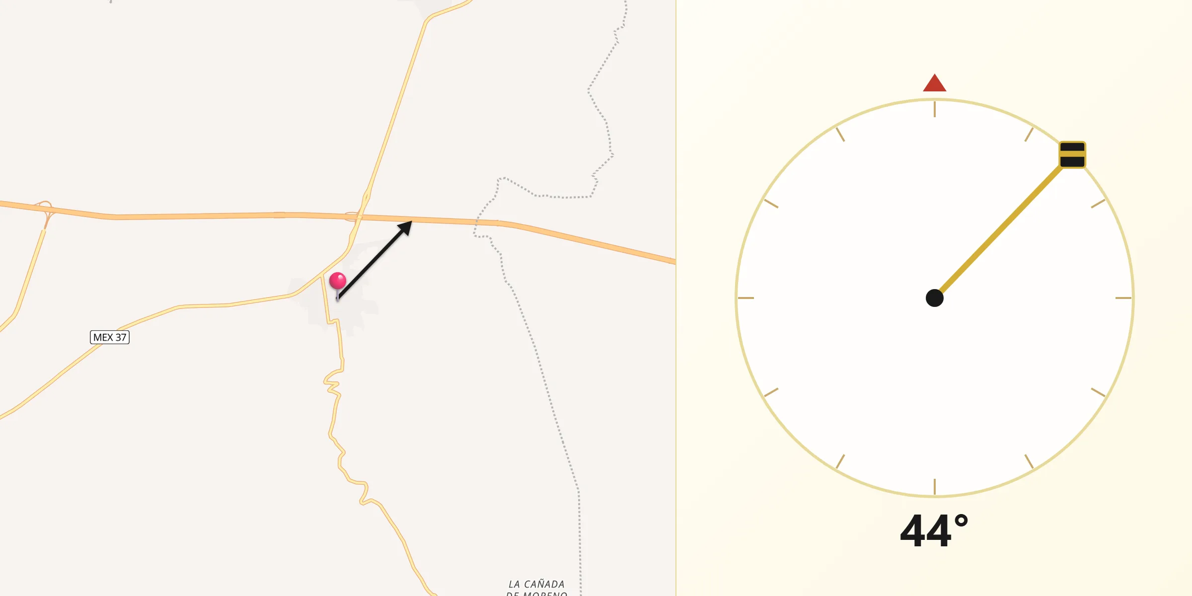 Dirección de la Qibla desde Ecuandureo