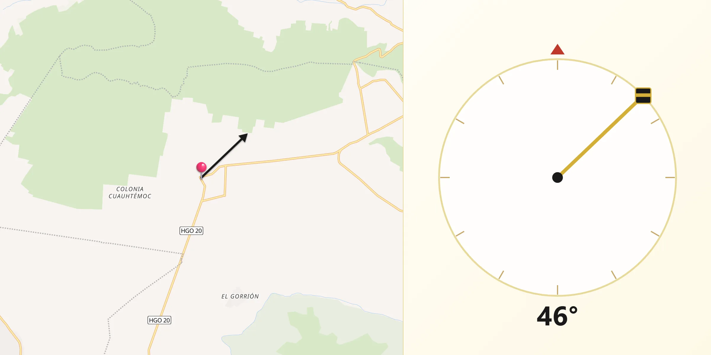 Dirección de la Qibla desde Santiago Tezontlale