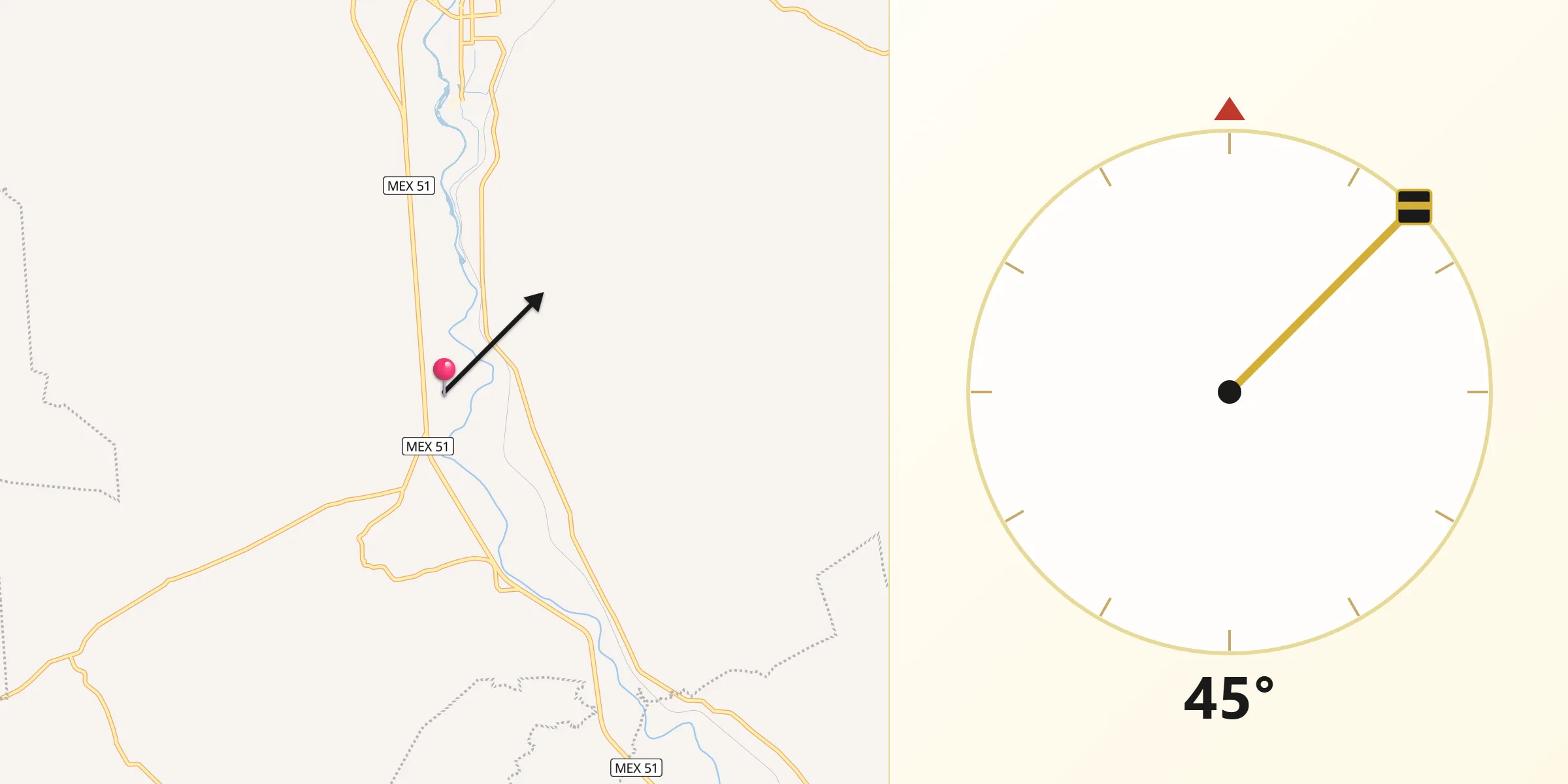 Dirección de la Qibla desde San Miguel Eménguaro