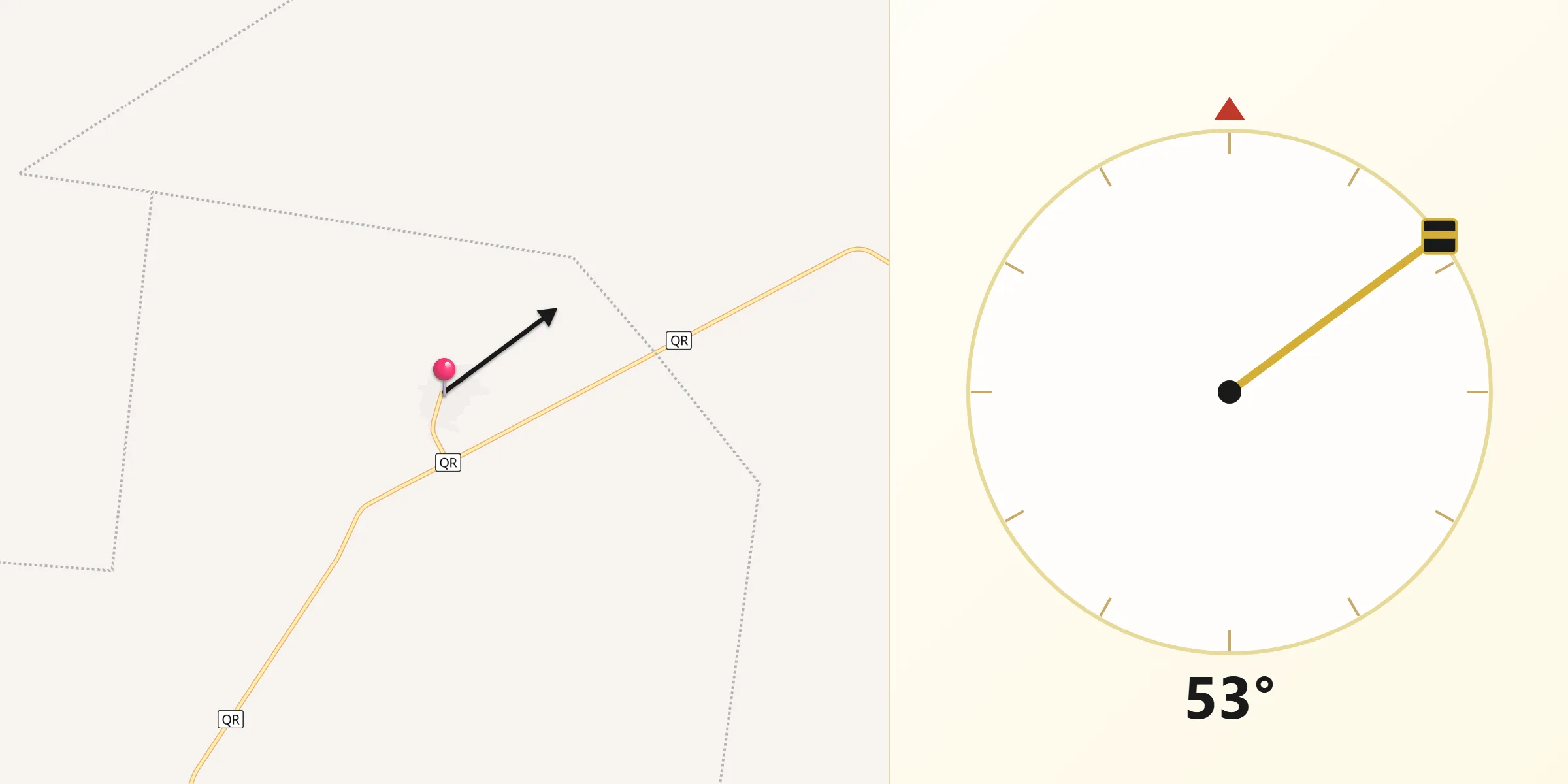 Dirección de la Qibla desde X Cabil