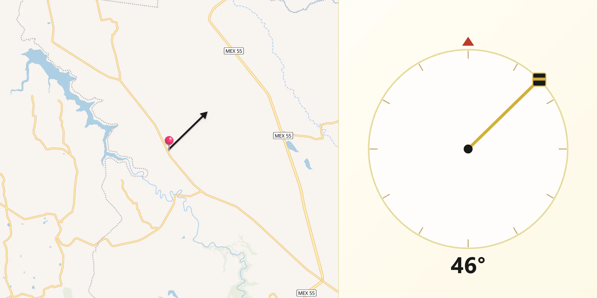 Dirección de la Qibla desde El Mogote