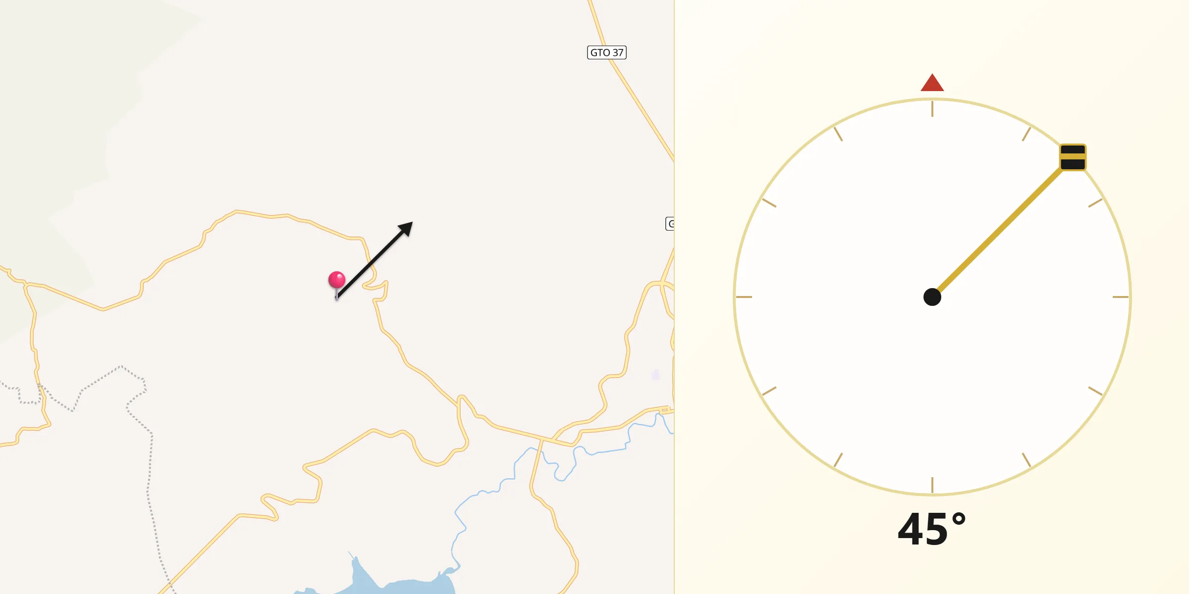 Dirección de la Qibla desde Ojo de Agua de Mendoza