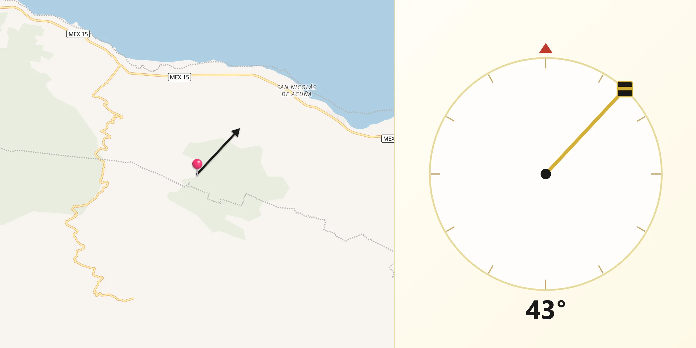 Dirección de la Qibla desde Jocotepec